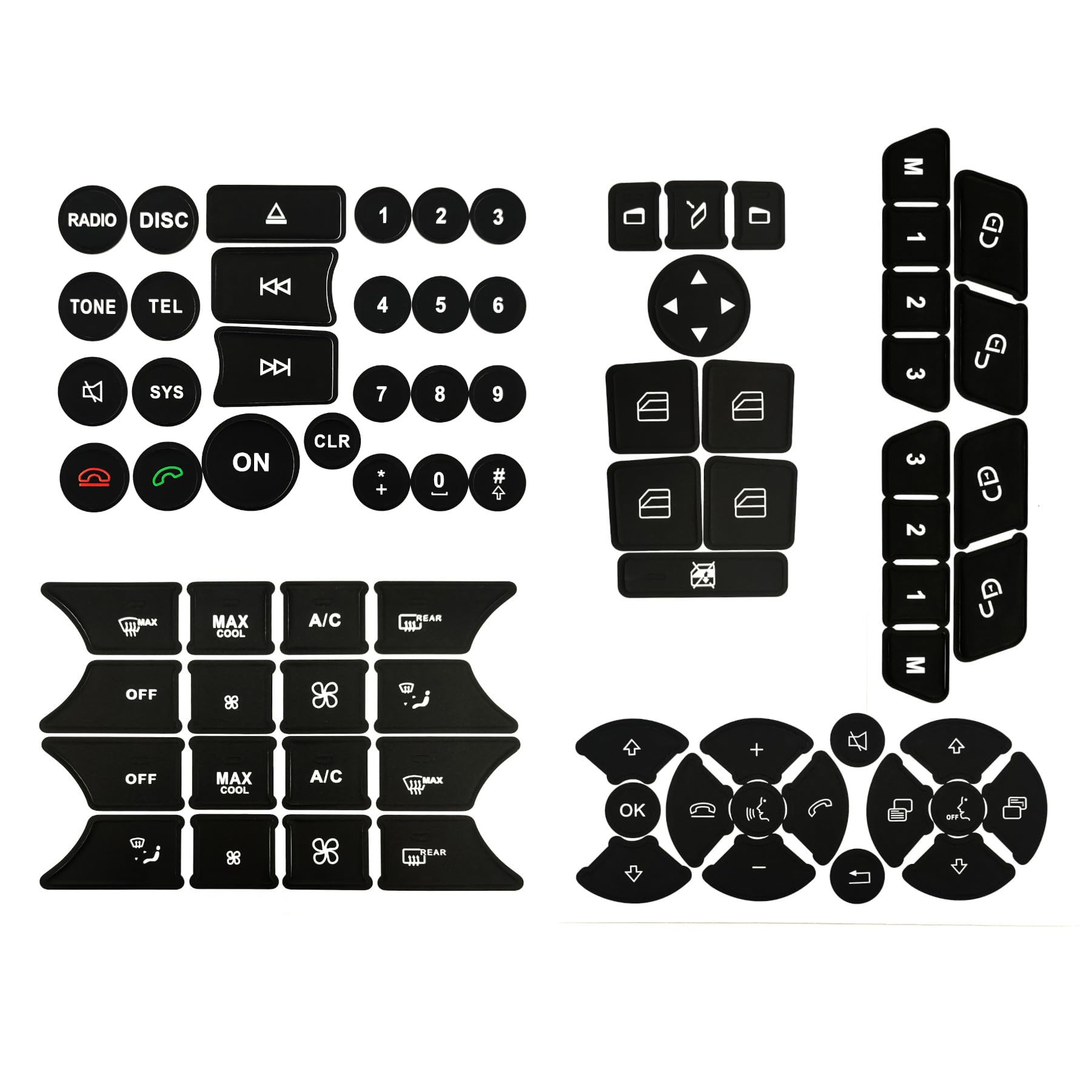Dash Button Repair Kit Stickers Decals Compatible with Benz 2008-2014, A B C E G CLS SL GLK Class, Style 2