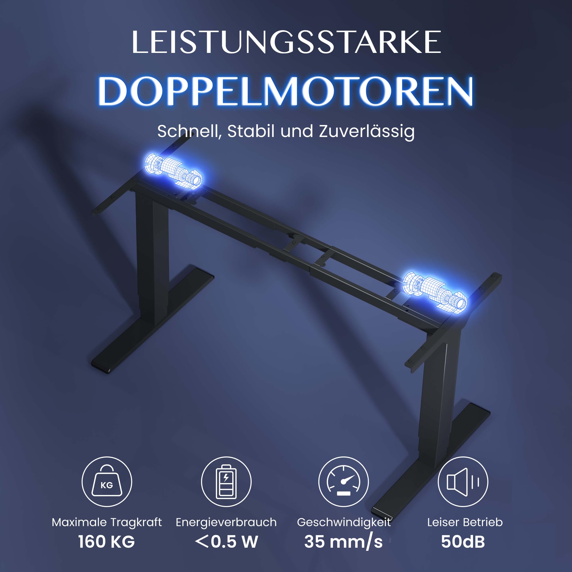 FLEXISPOT Höhenverstellbarer Schreibtisch Elektrisch Tischgestell mit 2 starken Motoren, Super Belastung 160KG, 3-Fach-Teleskop, Memory-Steuerung, LED Höhenanzeige (PRO Schwarz) | Elektrisches Tischgestell mit hoher Belastbarkeit bis 160 kg, Memory-Steuer