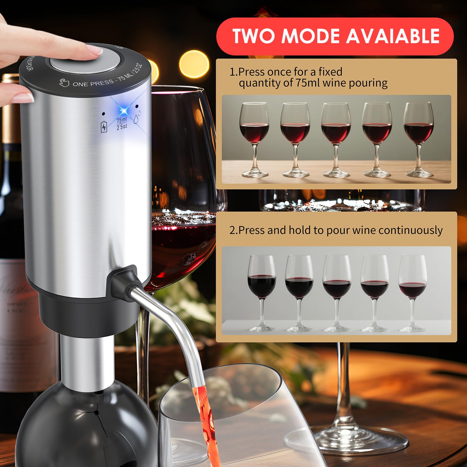 Carafe à vin électrique Vinflow,carafe doseuse rechargeable
