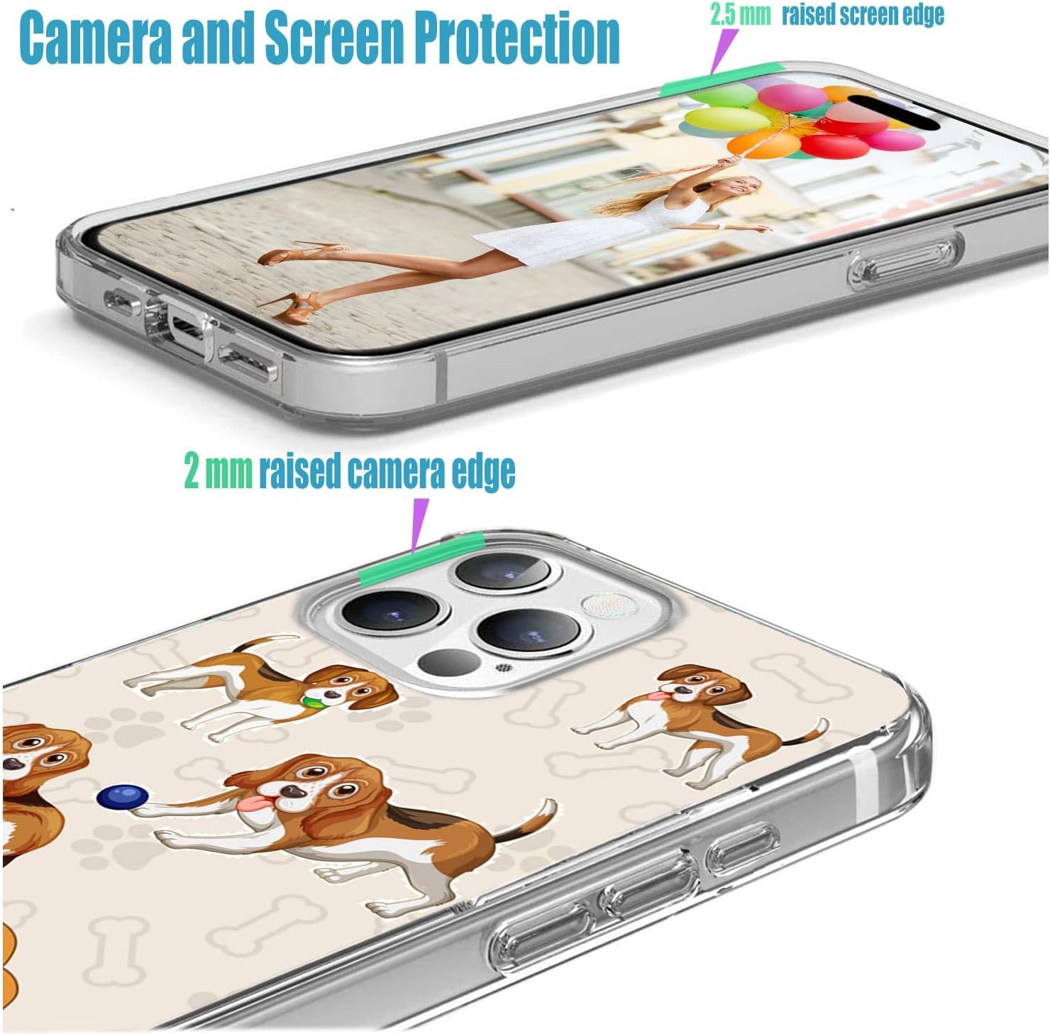 for iPhone 15 Pro Case for Women Girl Men, Full Protective Shockproof Soft TPU Slim Clear Phone Cover Cases Design for iPhone 15 Pro 6.1,Cute Cartoon Animal Pet Dog Puppy Funny Beagle Ball - Image 5