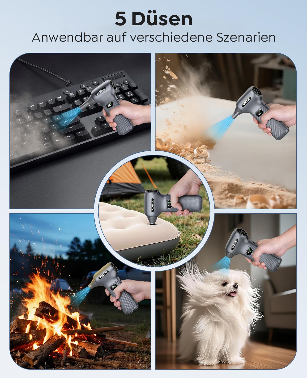 Elektrische Staubgebläse Druckluftspray 350000U/min für PC Reinigungsset,12000mah Compressed Air,100-stufig einstellbares Mini-Luftgebläse Tastatur Reinigung für PC, Elektronik, Sofa, Auto