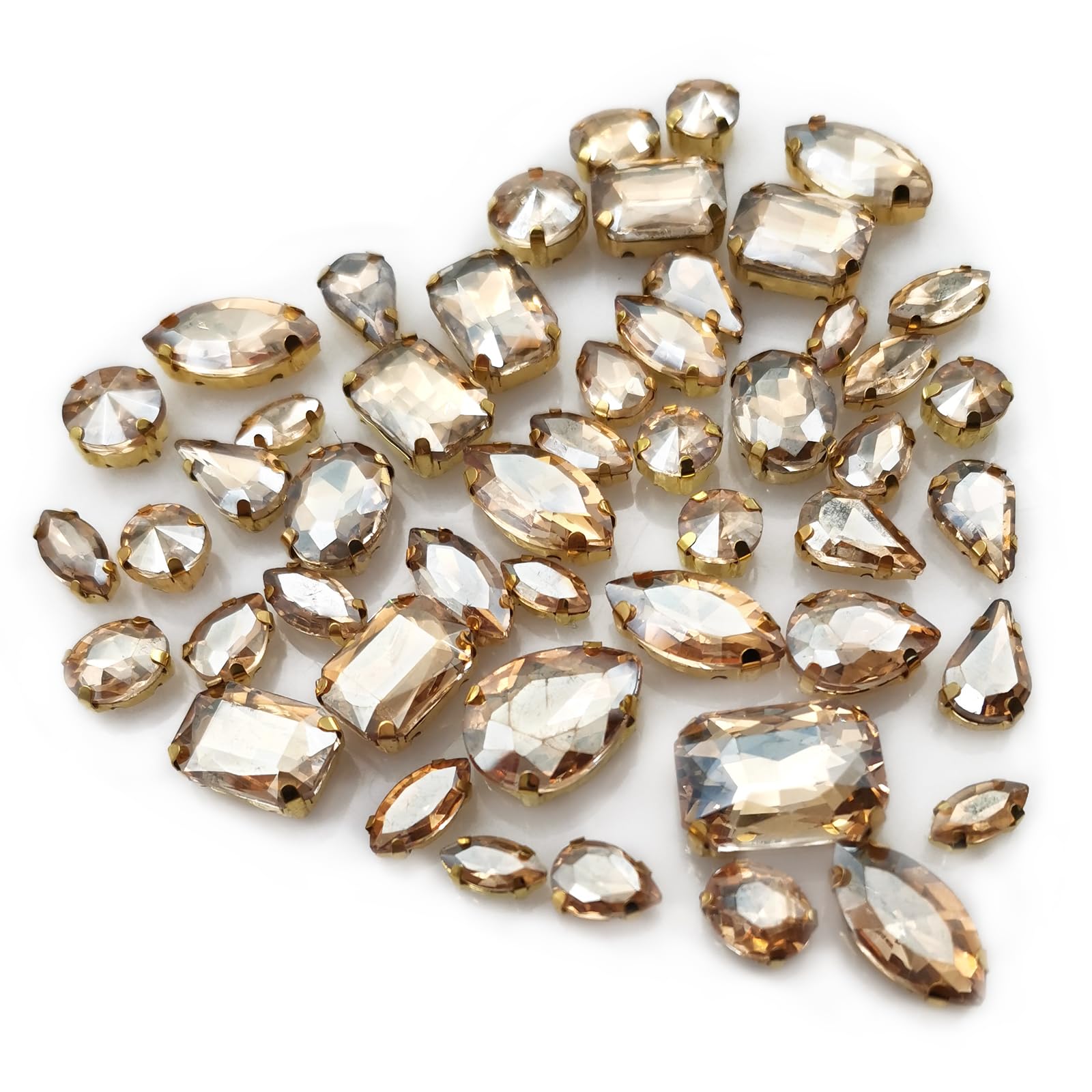 Pedrería para coser de formas mixtas: 50 diamantes de imitación de parte trasera plana con garra