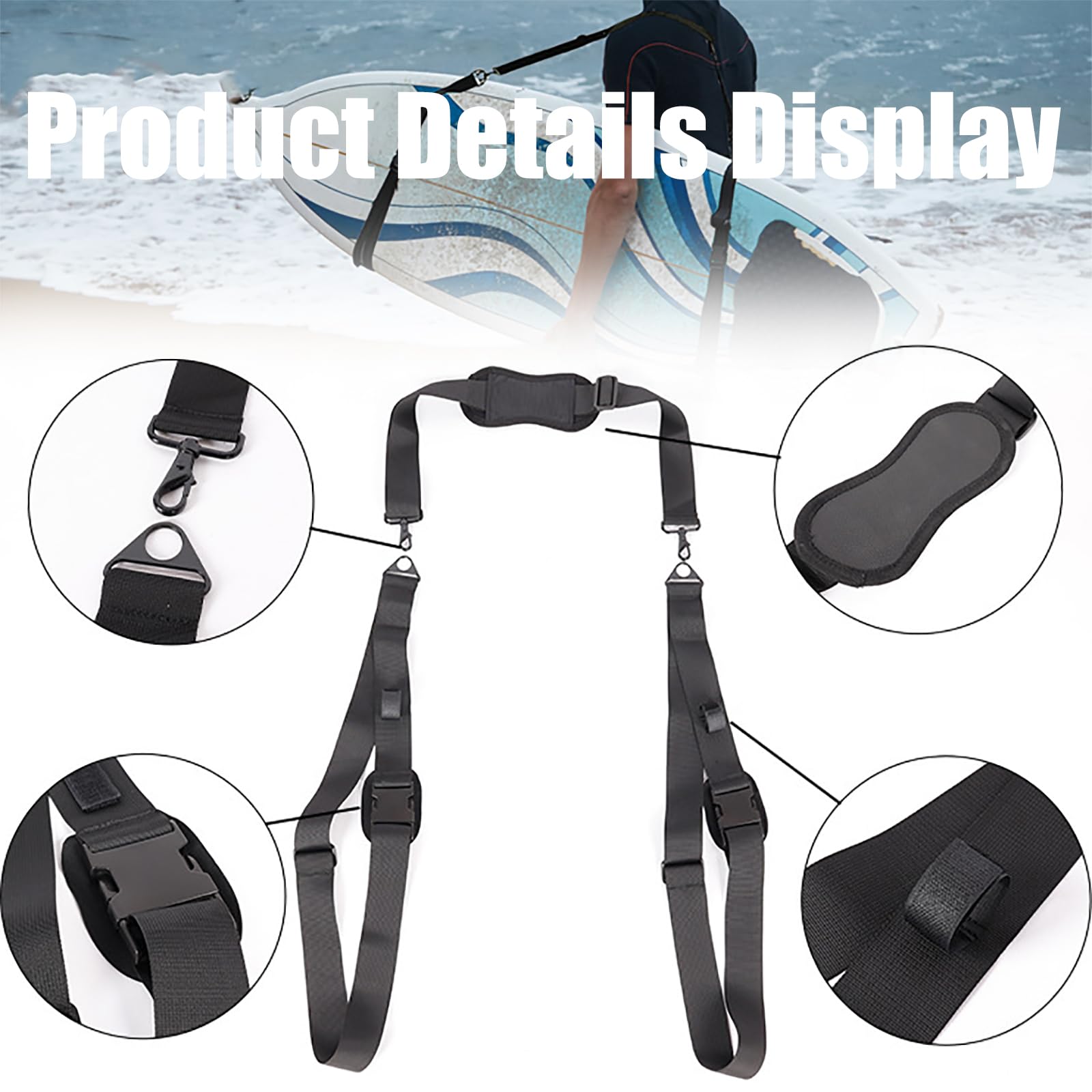 Correa Transporte Tabla Surf Ajustable para Surf, SUP, Kayak, Canoa, Longboard