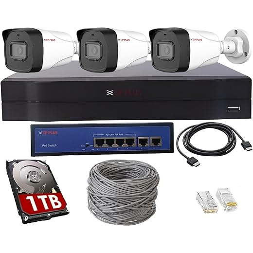 CP PLUS 4 Channel NVR with 3X Cameras 1TB