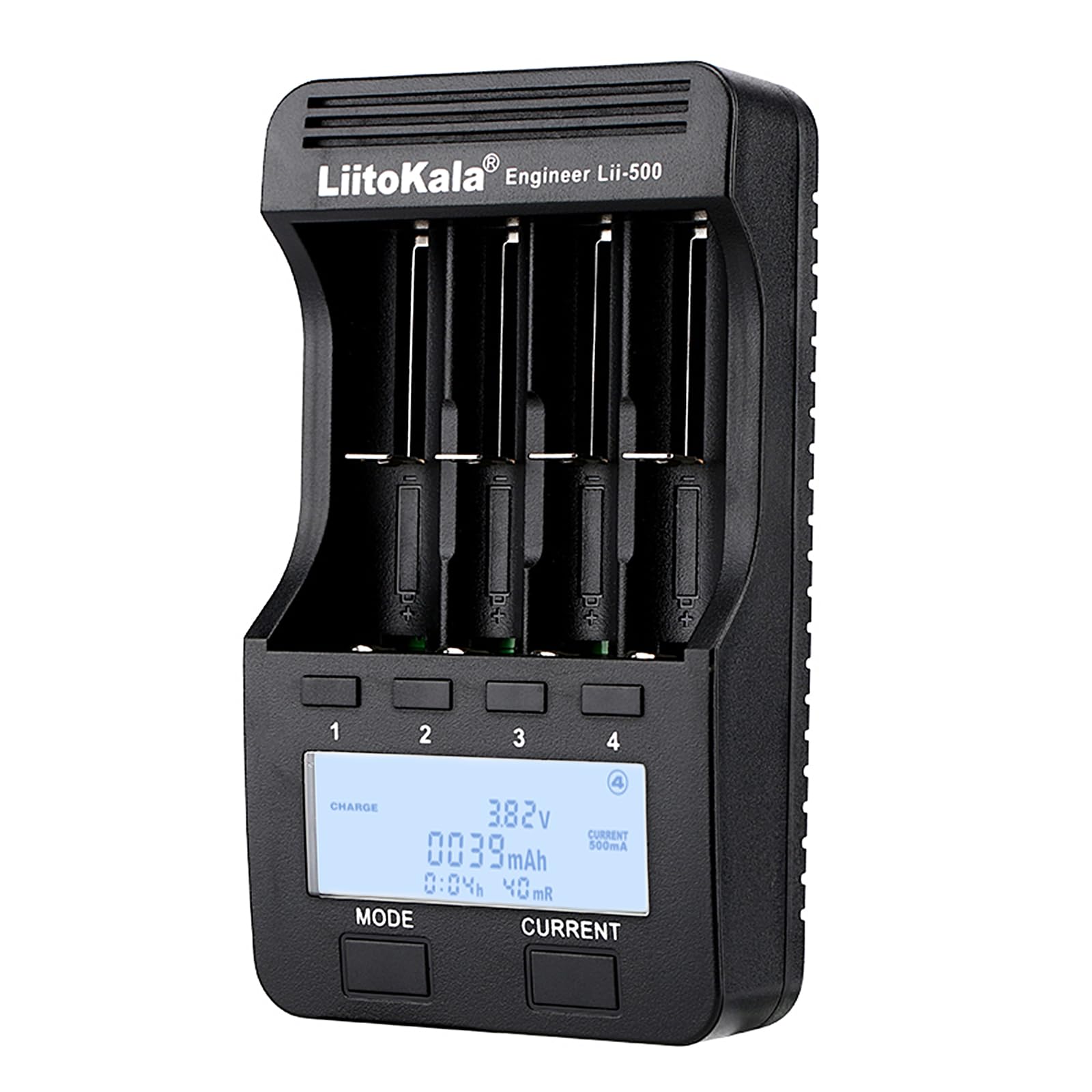 LiitoKala Lii-500 18650 4-Slot LCD Szybka uniwersalna inteligentna ładowarka do akumulatorów 26650 26700 21700 AA AAA przycisk dotykowy