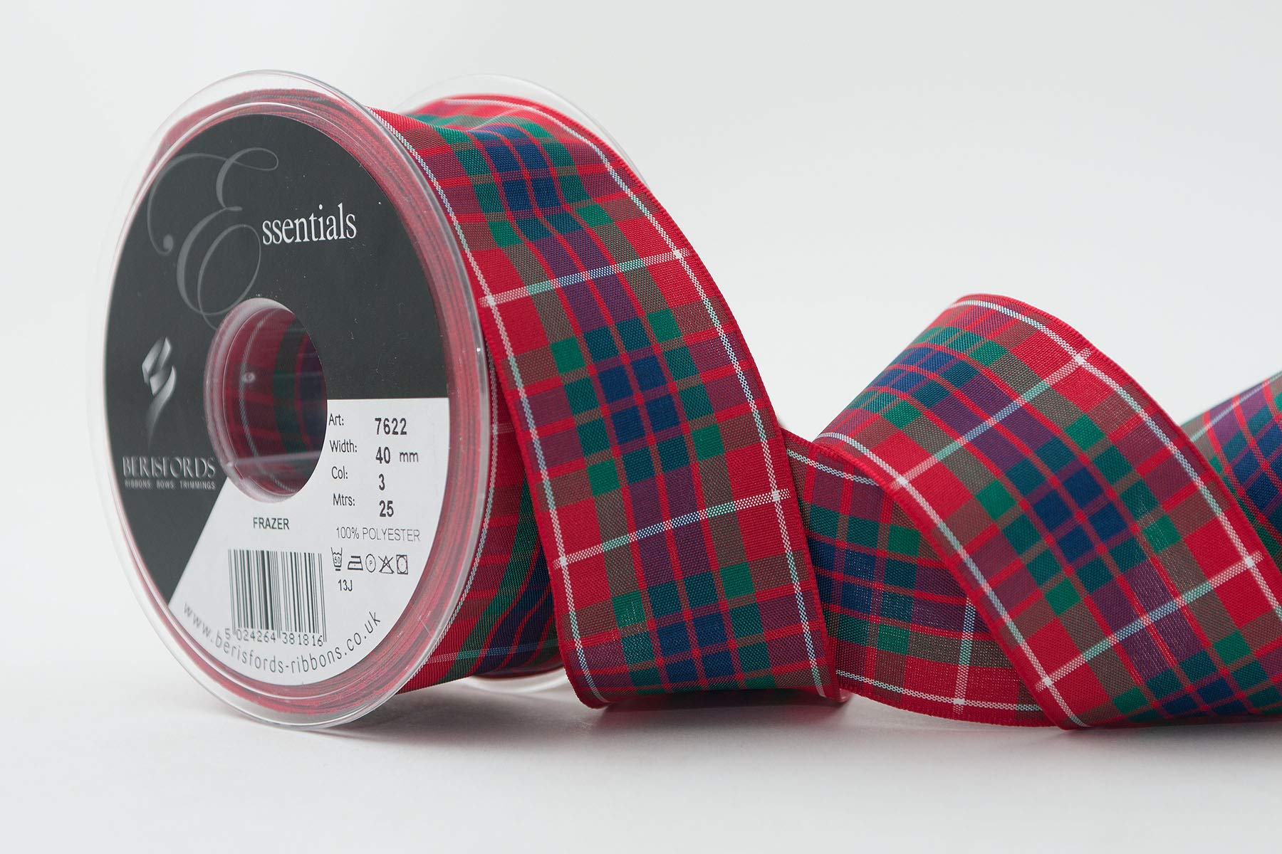Berisfords 3 Frazer Woven Tartan Ribbon (Value Roll)