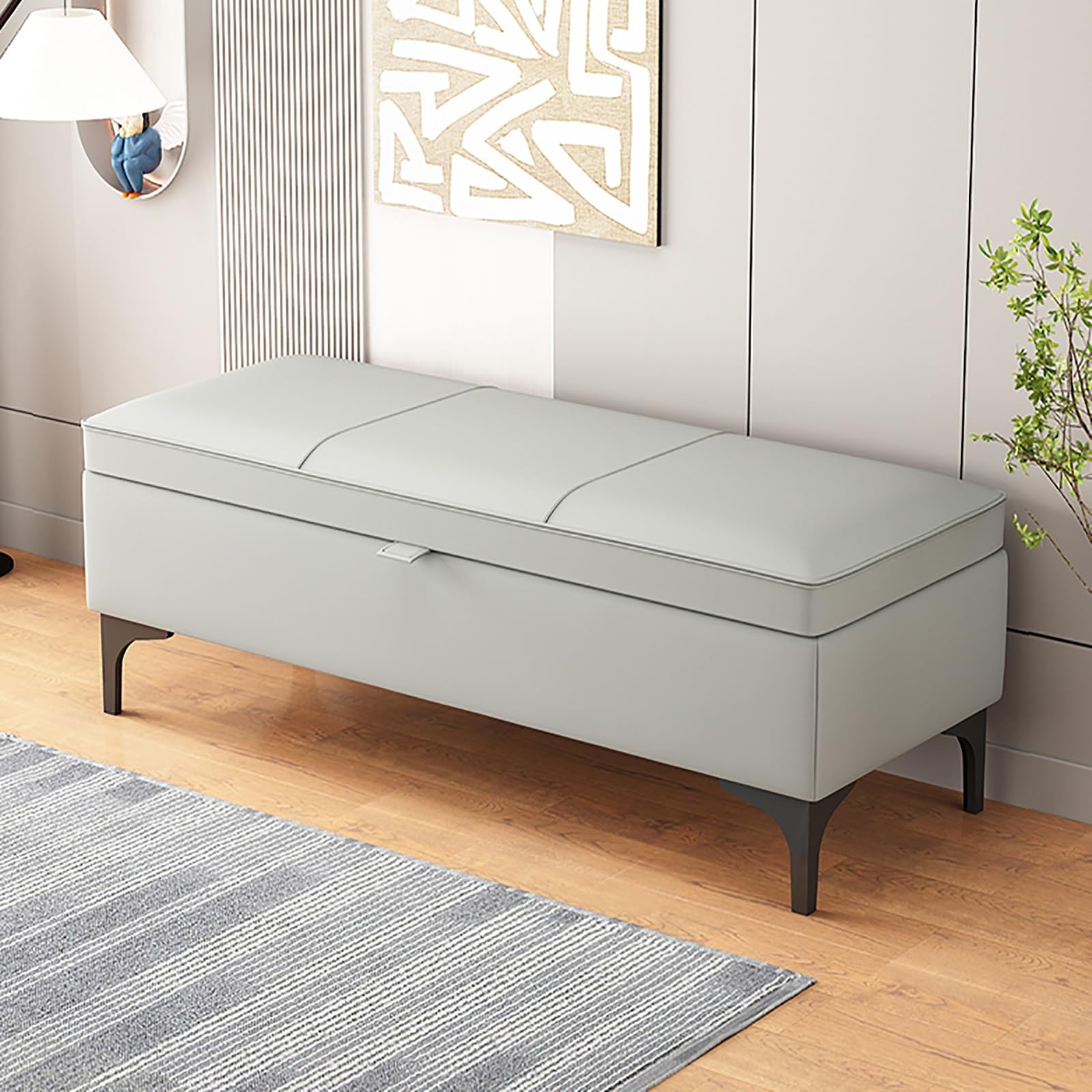 Banc de rangement rembourré pour l'entrée : fini le désordre