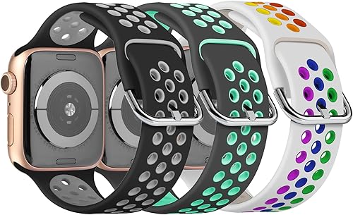 Mingmc Paquete de 3 correas de arco iris compatibles con Apple Watch de 1496 pulgadas 1575 pulgadas 1654 pulgadas 1732 pulgadas 1732 pulgadas 1732