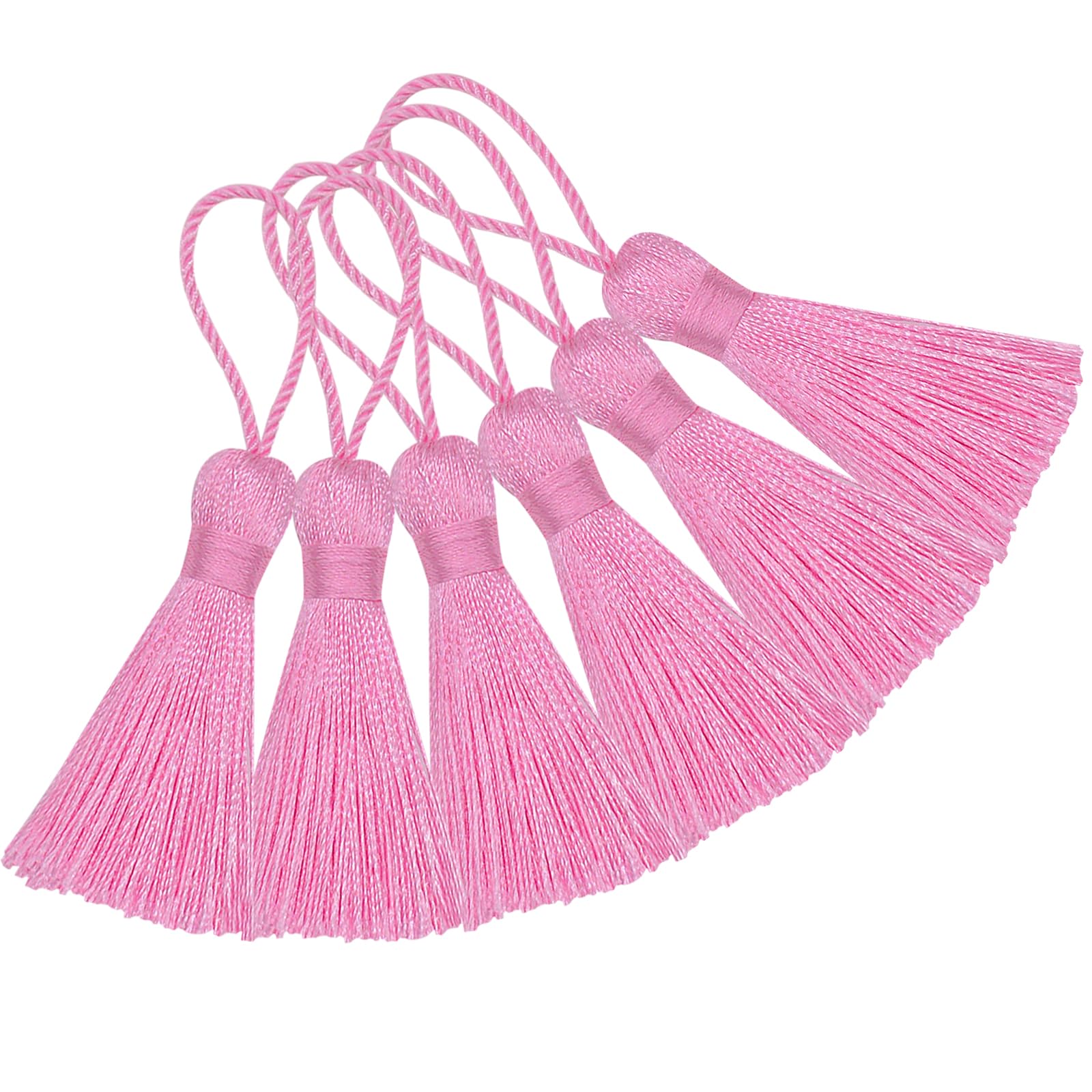Makhry 20pcs 4.3 Inch Handmade Silky Floss Mini Tiny Craft Tassels with 2-Inch Cord Loop and Small Chinese Knot for Earrings Souvenir