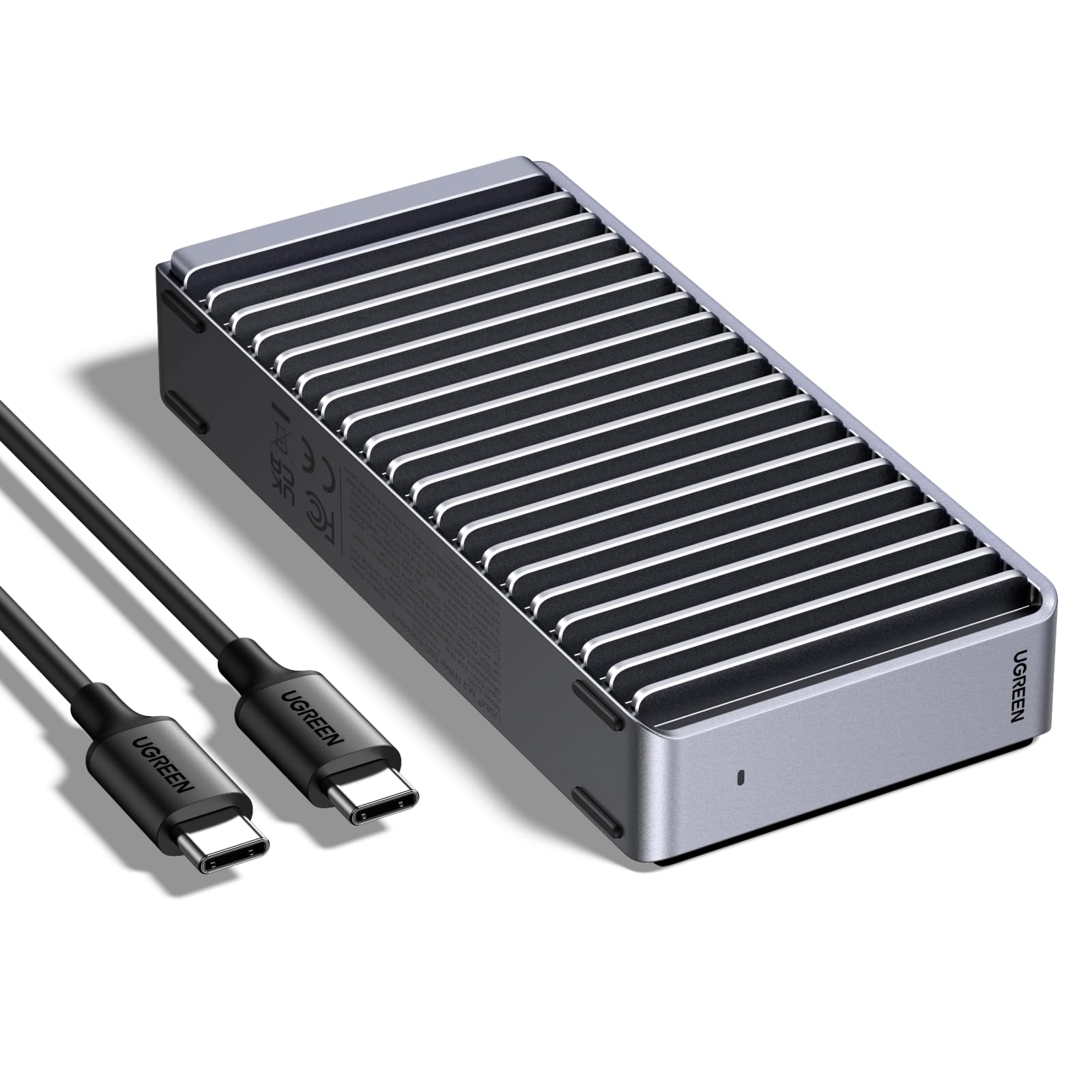 UGREEN 40Gbps M.2 NVMe Enclosure with Aluminum Double-Sided Fin Heat Dissipation, No Noise External SSD Case Compatible with Thunderbolt 4/3/USB4/3.2/2.0 M1 M2 Pro/Max (SSD Not Included)