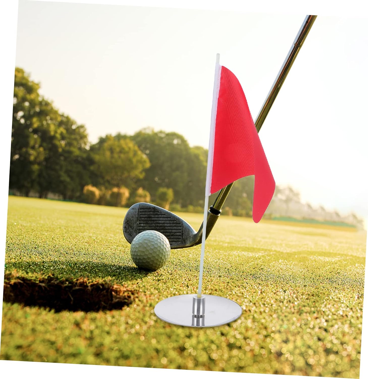 1set Golf Flag Golf Hole Cup Tray Pin Flag for Backyard Putting Practice Easy to Install Space-saving Golfing Training Supplies for Improved Accuracy