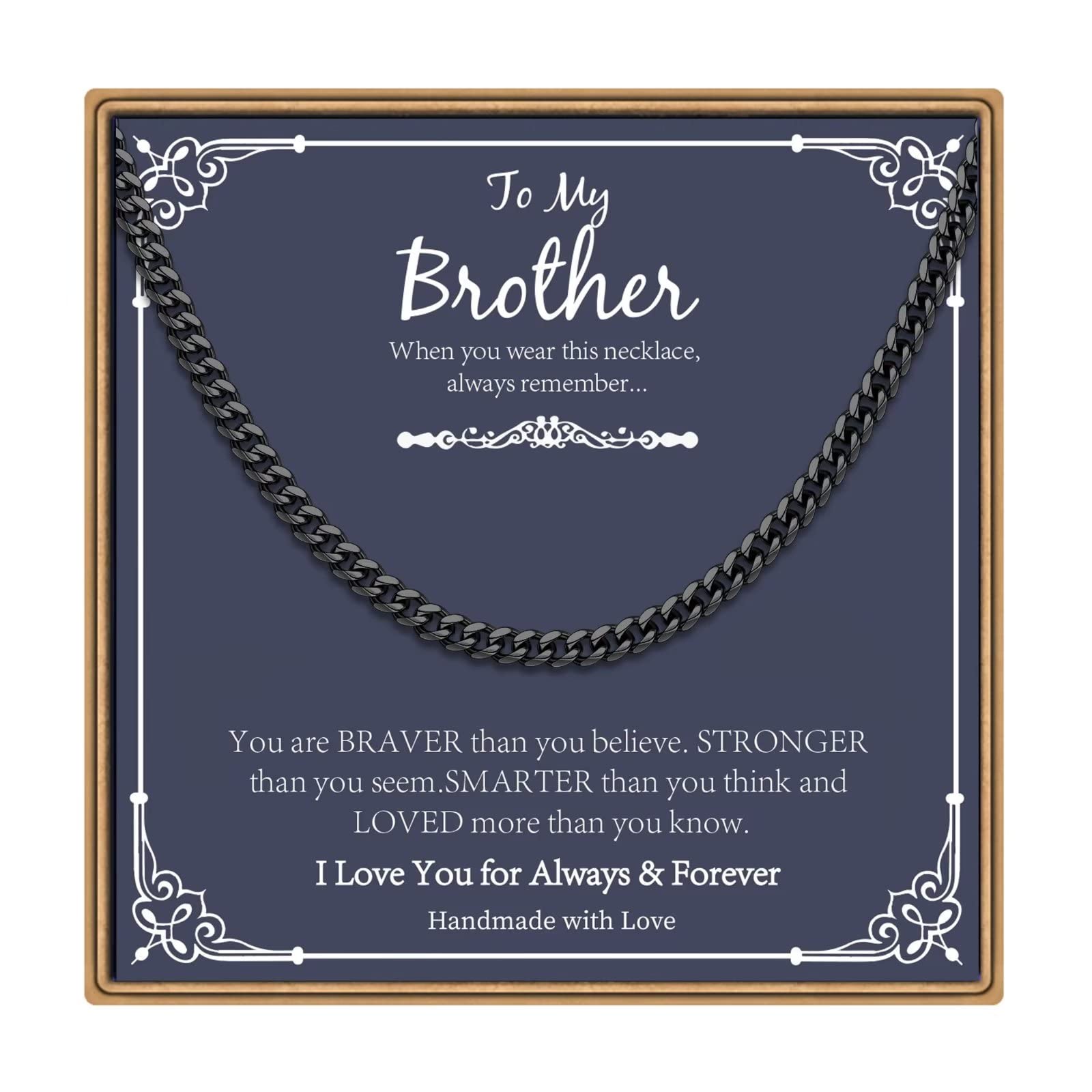 PAERAPAK Cross Necklaces Gifts for Brother, Silver/Black Cross Necklace Cuban Chain Cross Pendant Necklace for Men, Fathers Day Christmas Gift for