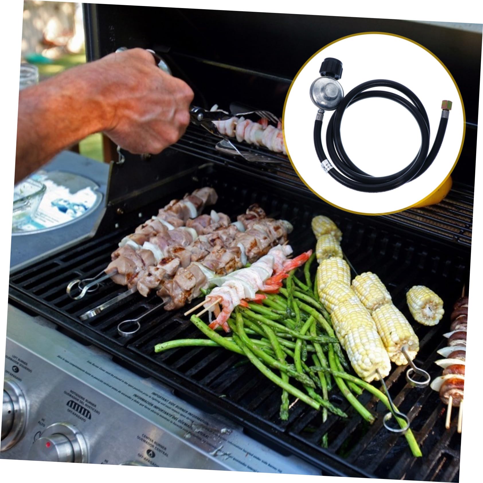 Valvola di Bassa Pressione per Barbecue con Tubo 1, 5m in Ottone Nero