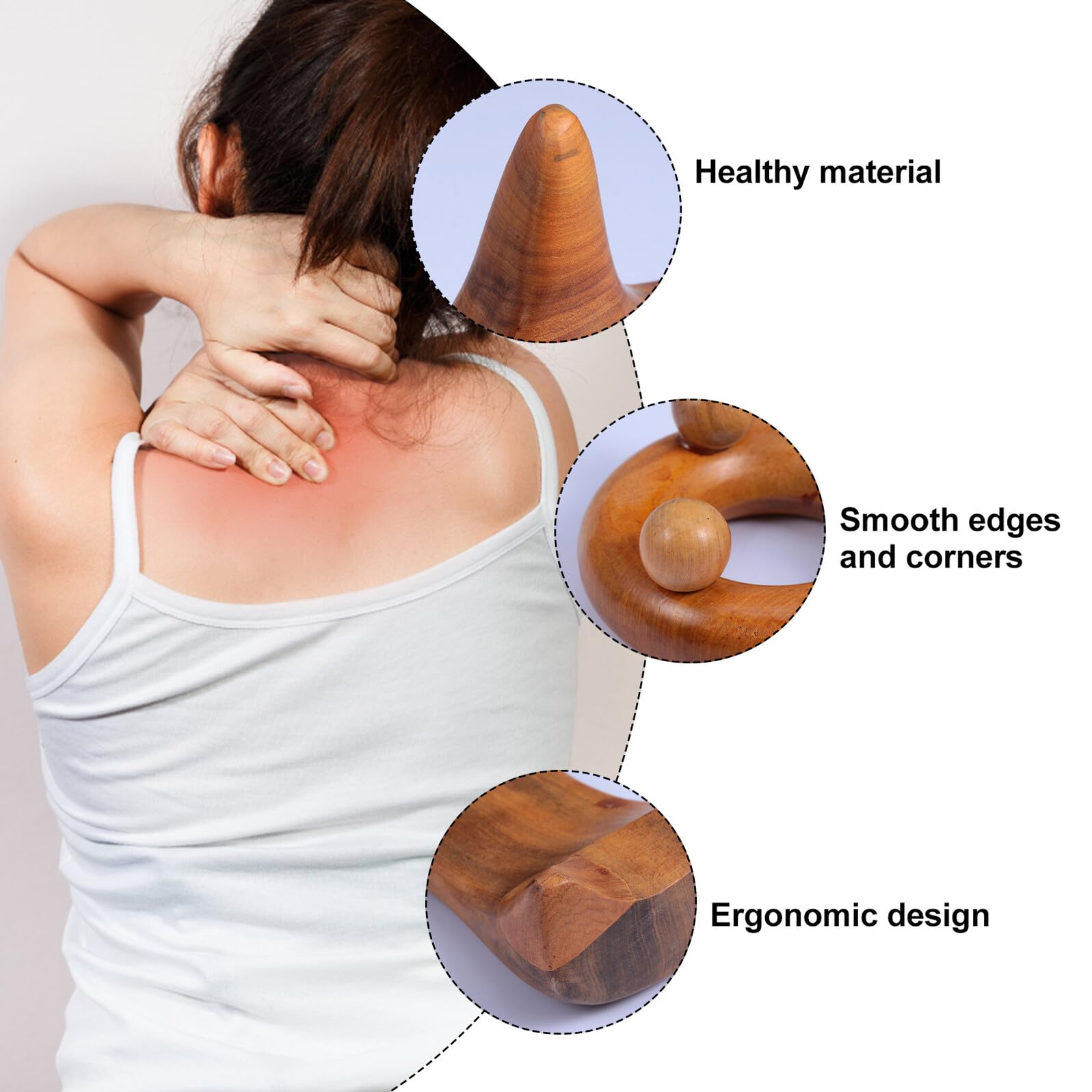 Masajeadores Gua Sha y Thanksgiving Set de 5 de Madera Sintética Herramienta de Raspado Fácil de Transportar para Pies y Piernas Adecuado para Viajes