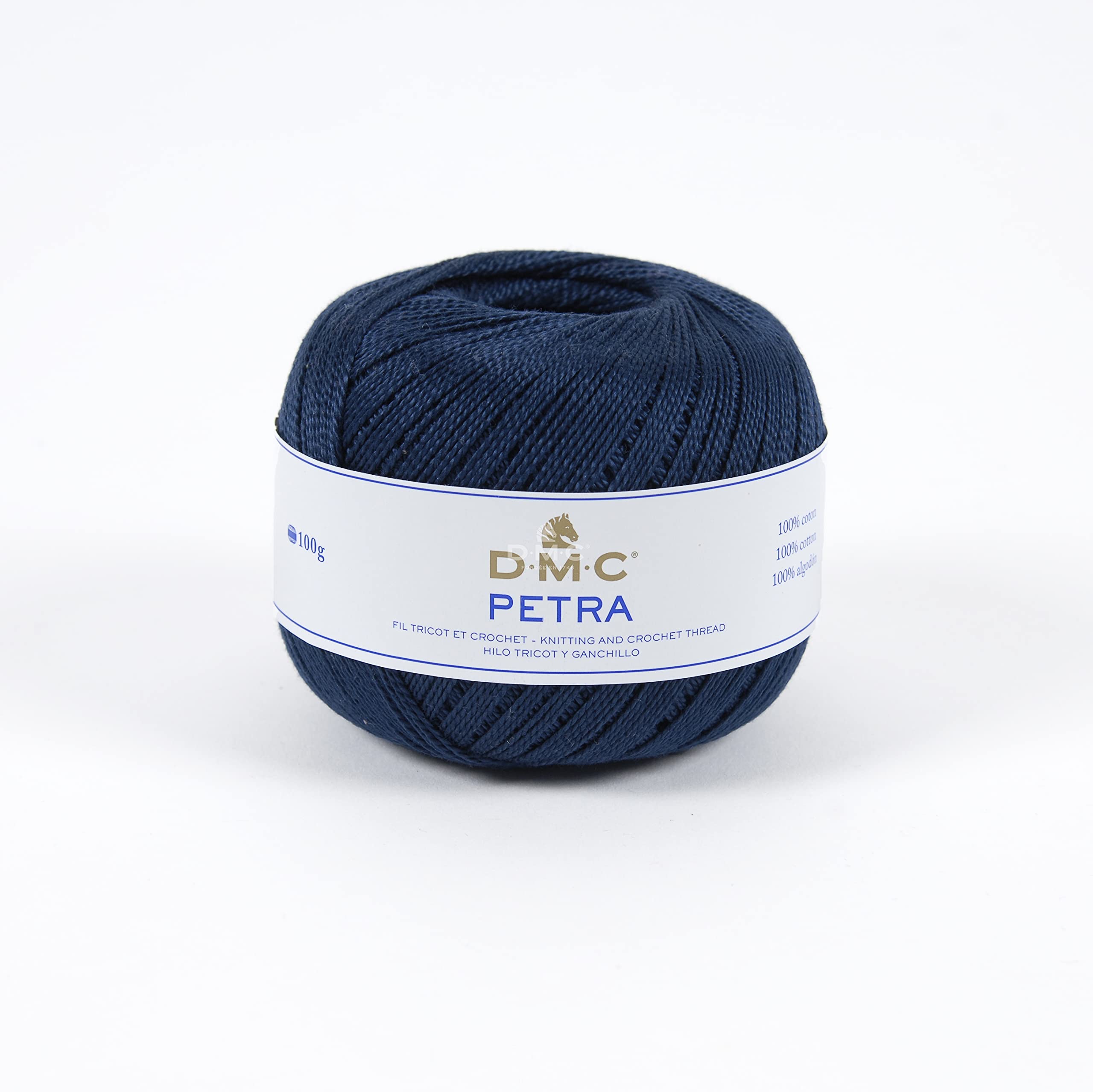 DMCPetra Yarn, 100% Cotton, Dark Blue (5823), Size 8