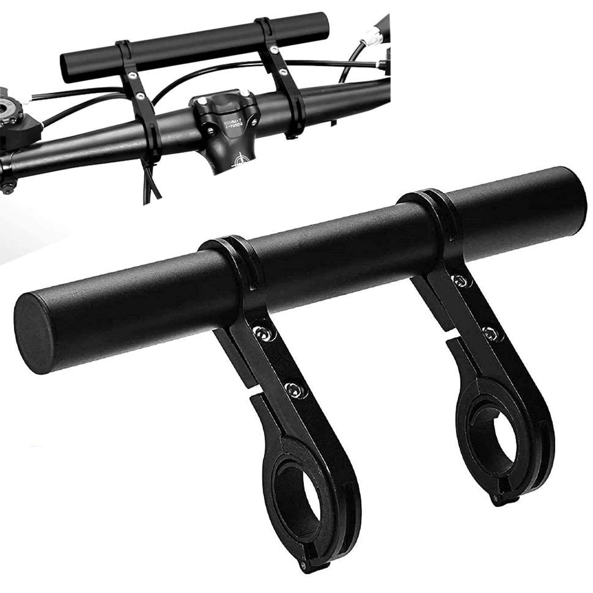 FABSPORTS Black light weight Aluminium Bicycle Handlebar extender for 25.4/31.8 mm for Headlamps, GPS units etc