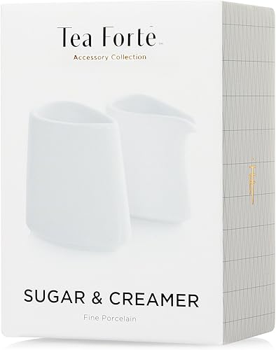 Miniatura 2 de Tea Forte Mini dispensador de azúcar blanco de porcelana fina de 2 piezas con boquilla y jarra de crema, juego de accesorios para barra de té y