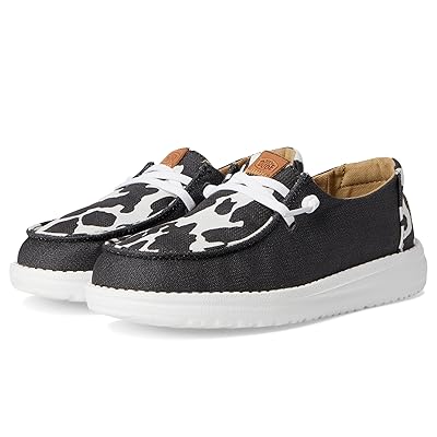 Hey Dude Kids Wendy Animal (Little Kid/Big Kid) Girls Shoes Black/Cow