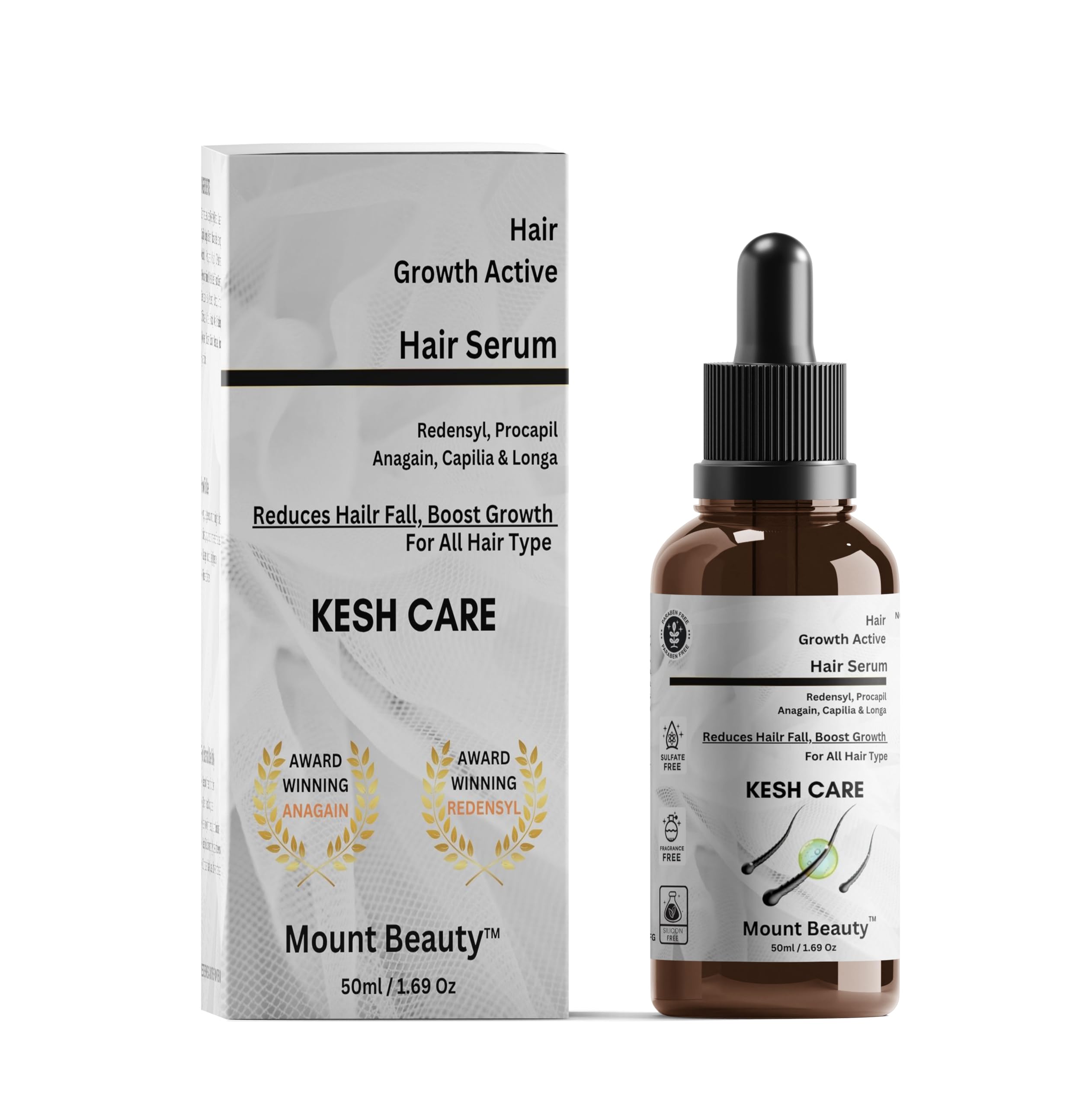 Redensyl 3% + Anagain 4% Advanced Hair Growth Serum (50ml) with Natural Ingredients, Controls Hair Fall, Stimulates Hair Growth, Increase Hair Density | Hair Growth Serum for Men & Women | 50mL