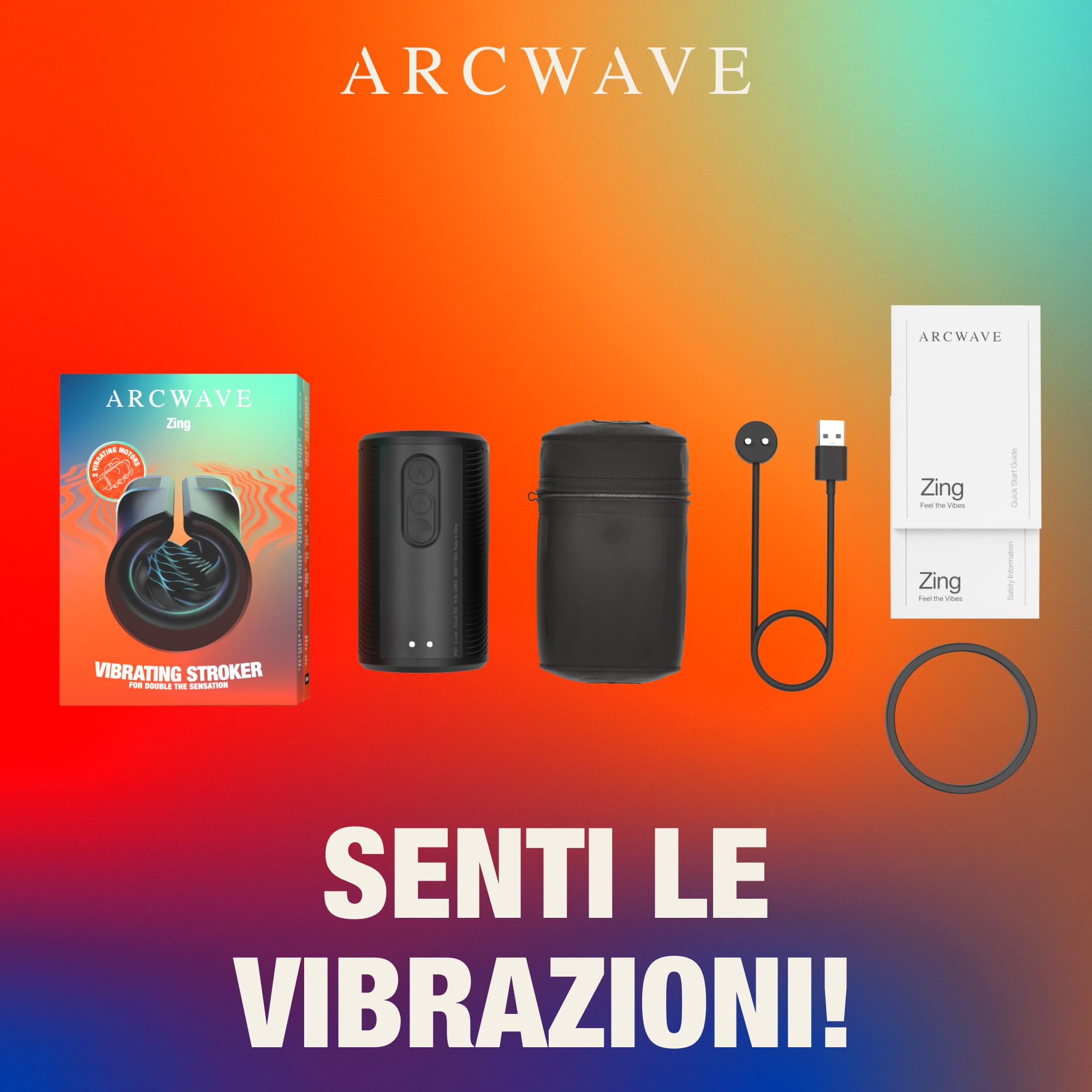 Arcwave Zing Masturbatore Maschile Vibrante con Doppio Motore | Stimolatore Regolabile con Sensazione Blow | Sex Toy Uomo in Silicone | Giocattolo Erotico Mani Libere | Impermeabile e Facile da Pulire