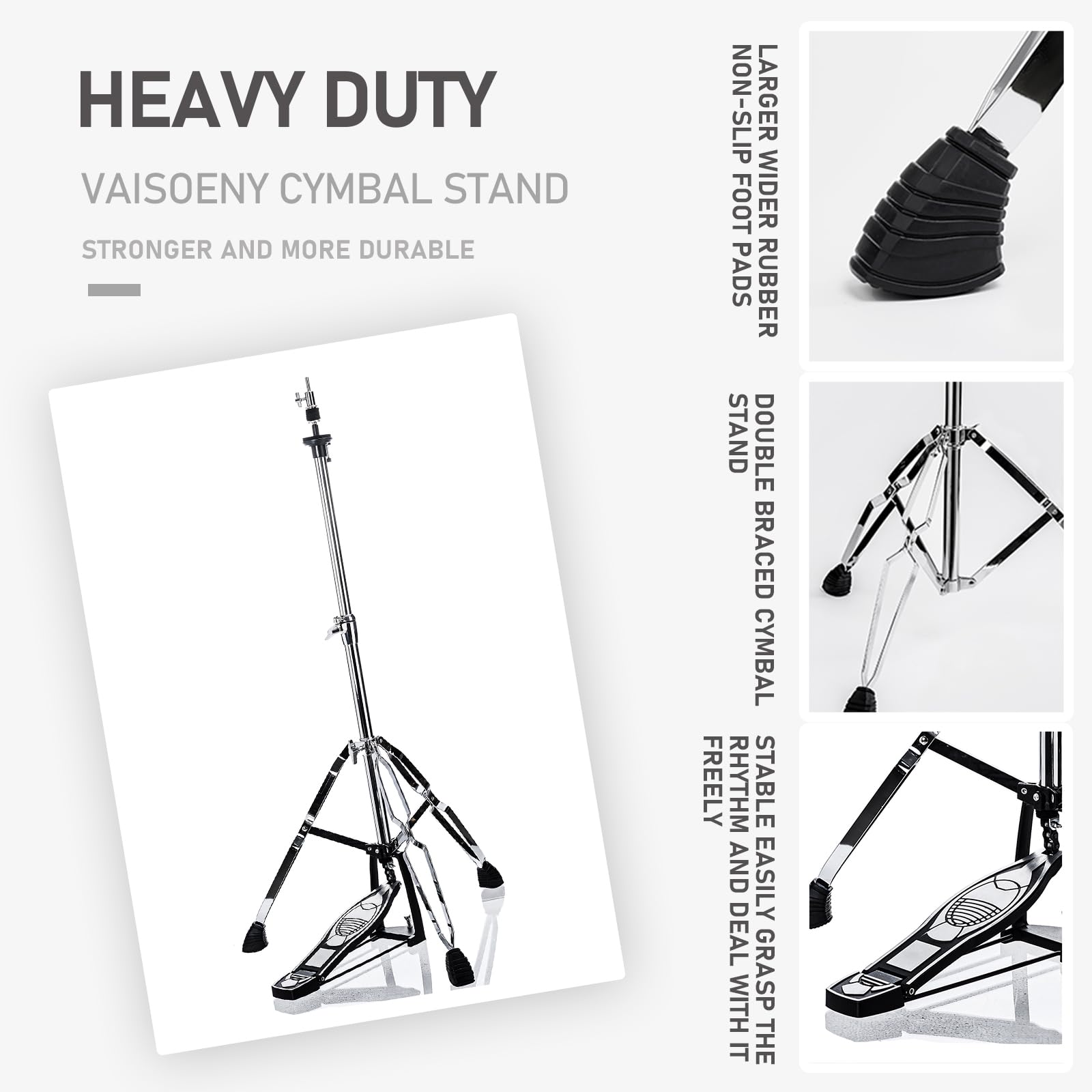 Vaisoeny Hi Hat Stand,Three Legs Hi-hat stand,Adjustable Height 23.6" to 39.3" - Image 3