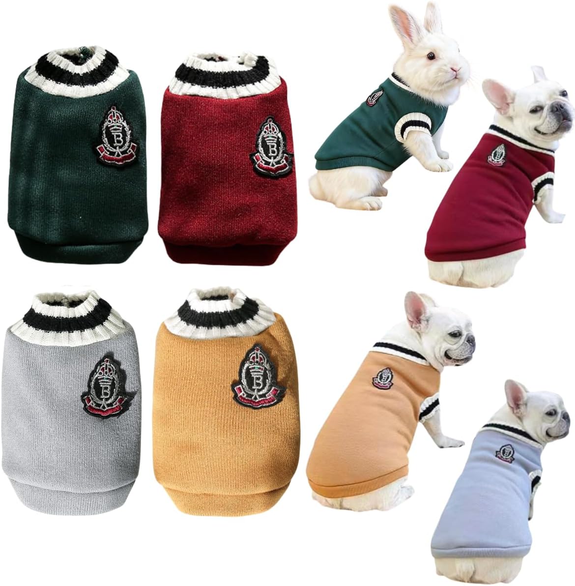4PCS Bunny Clothes for Rabbits Warm Kitten Vest Fashion Preppy Style XXXS Dog Shirt Cozy T-Shirt for Bunny Guinea Pig Ferret Puppy Mini Dog and Small Animals (XX-Large)