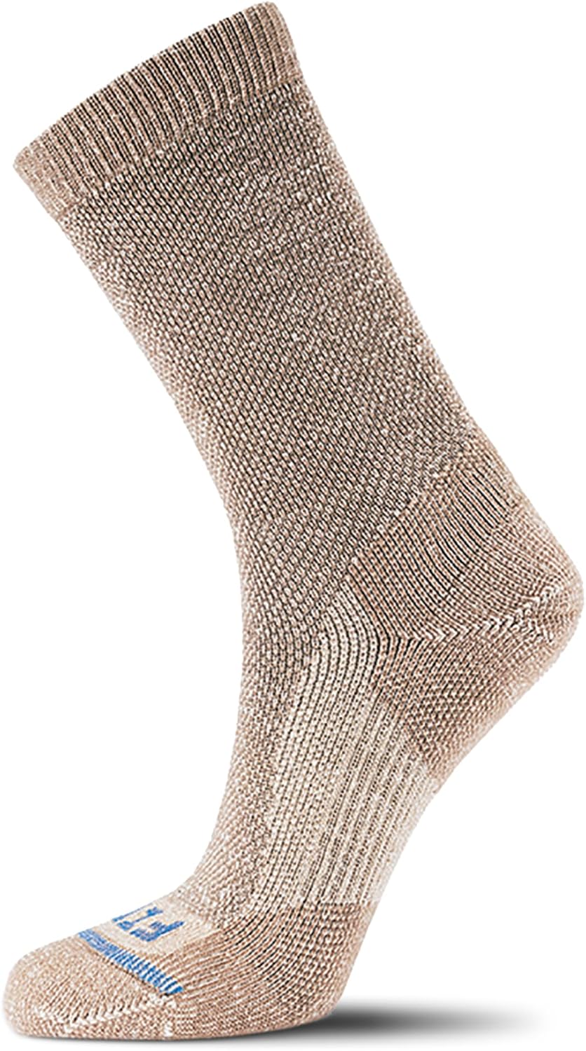 FITS Light Rugged Merino Wool Crew Socks For Men and Women, Breathable, Odor Resistant, Hiking Socks, Whole Foot Comfort