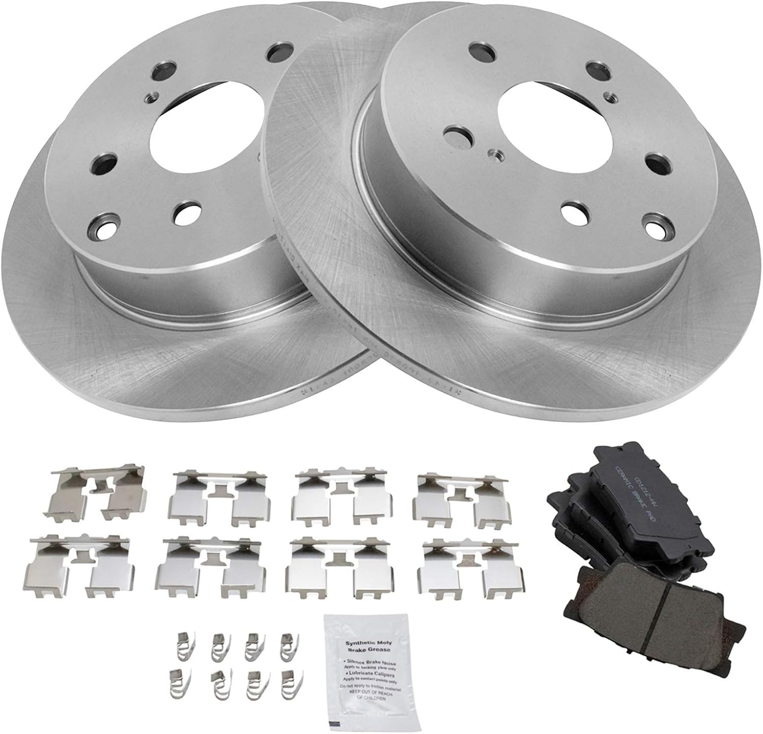 TRQ Rear Posi Ceramic Brake Pad & Rotor Kit for Lexus HS250H Toyota Rav4