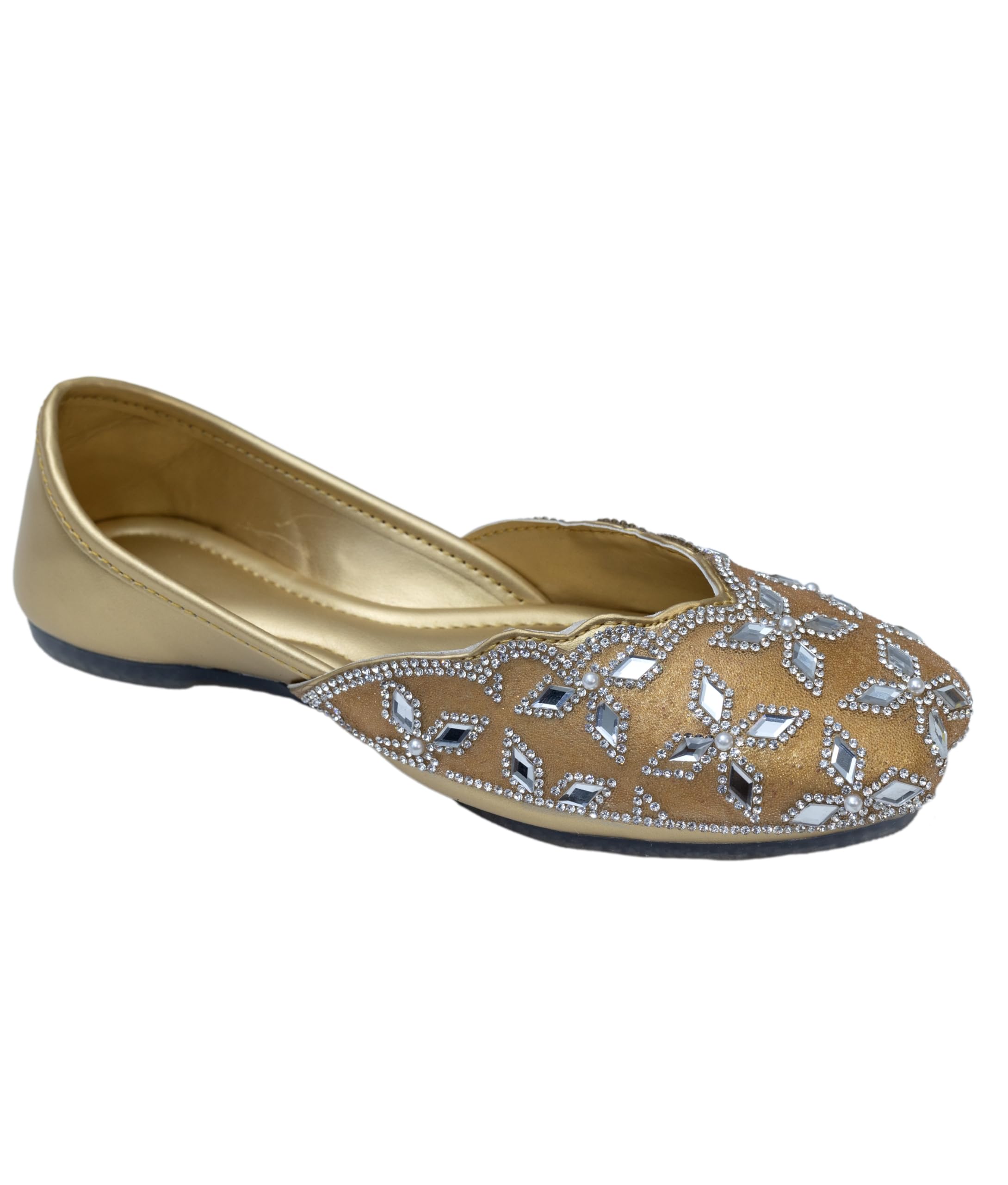 Women Handcrafted Traditional Mojari with Beaded Embroidery Ethnic Slip-On Shoes for Weddings & Parties-image-7