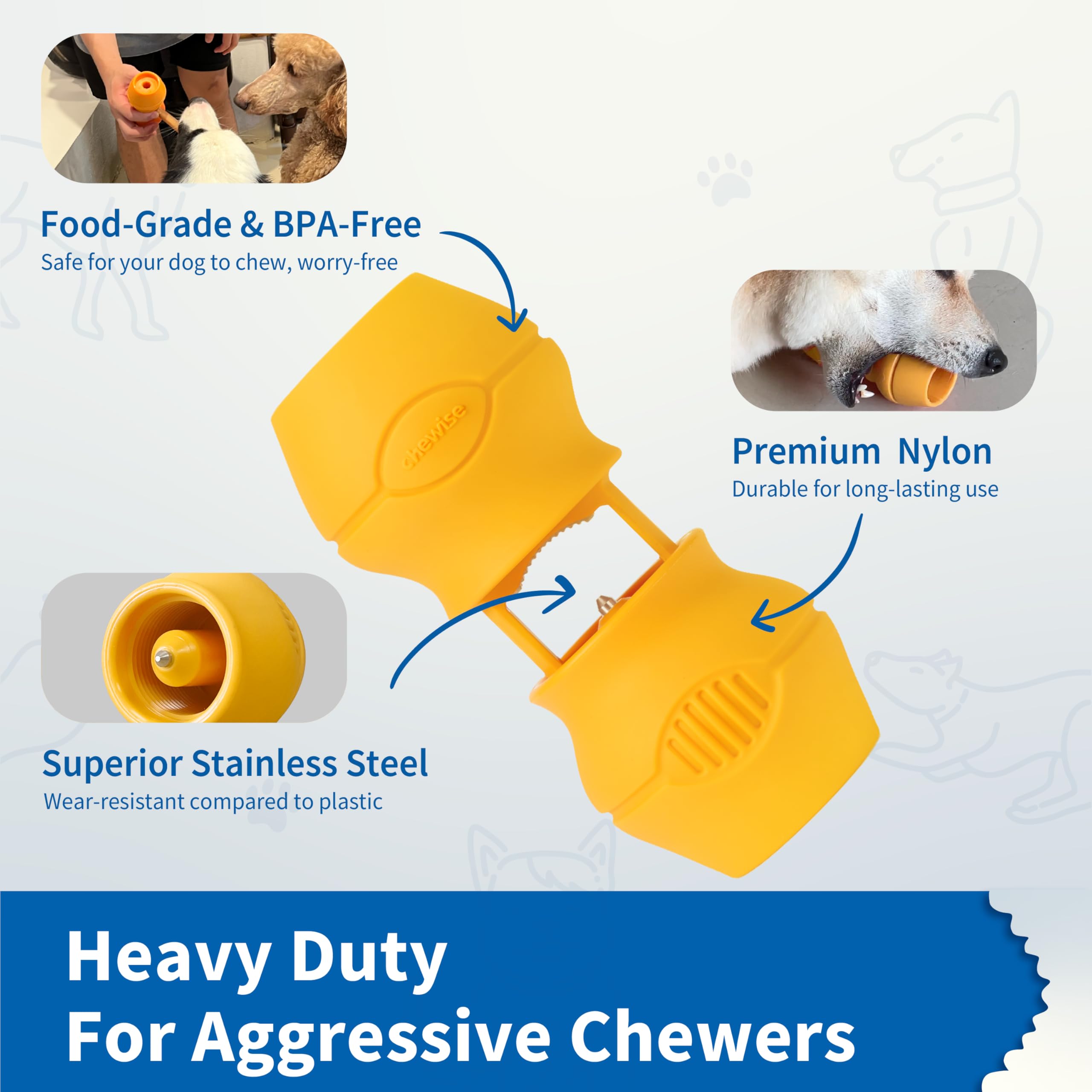 PetClan Chewise Soporte para Palitos Naturales de Toro para Perros, Uso rudo, diseño para prevenir el atragantamiento, Juguete para Mascotas Libre de BPA, Compatible con Varios tamaños y Razas