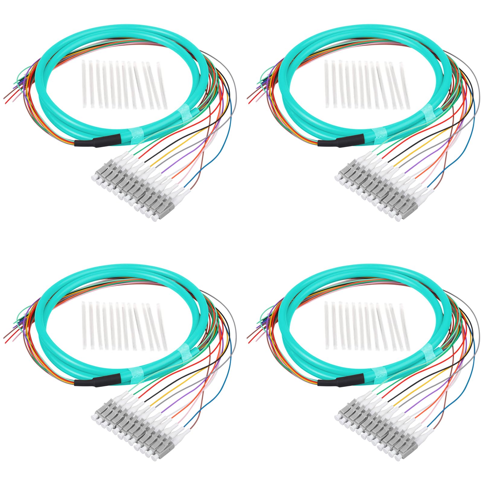 Fibre optique LC/OM3 multimode 12 brins à code couleur pour épissure rapide lot de 4 - 8