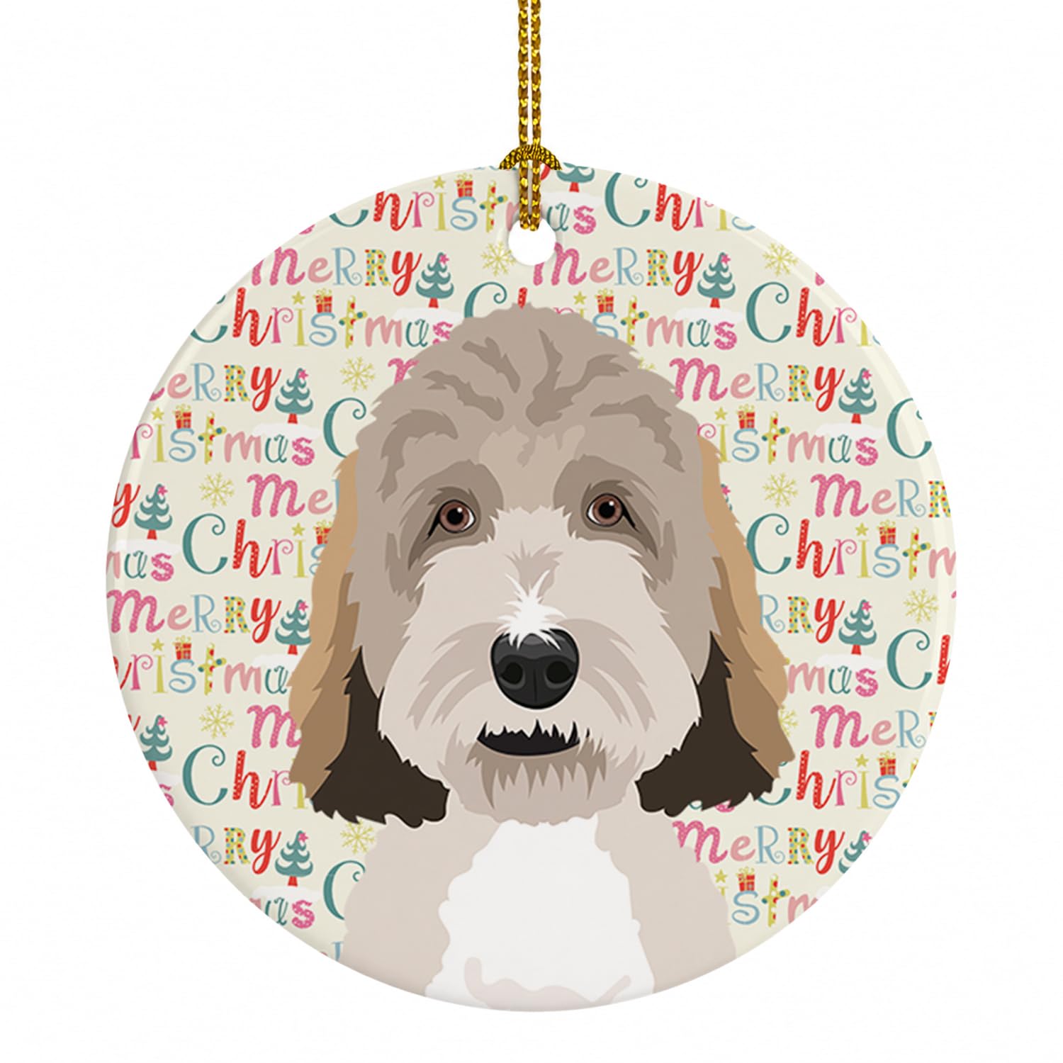 Décoration de Noël en céramique Doodle Tricolore Style 1, le cadeau idéal