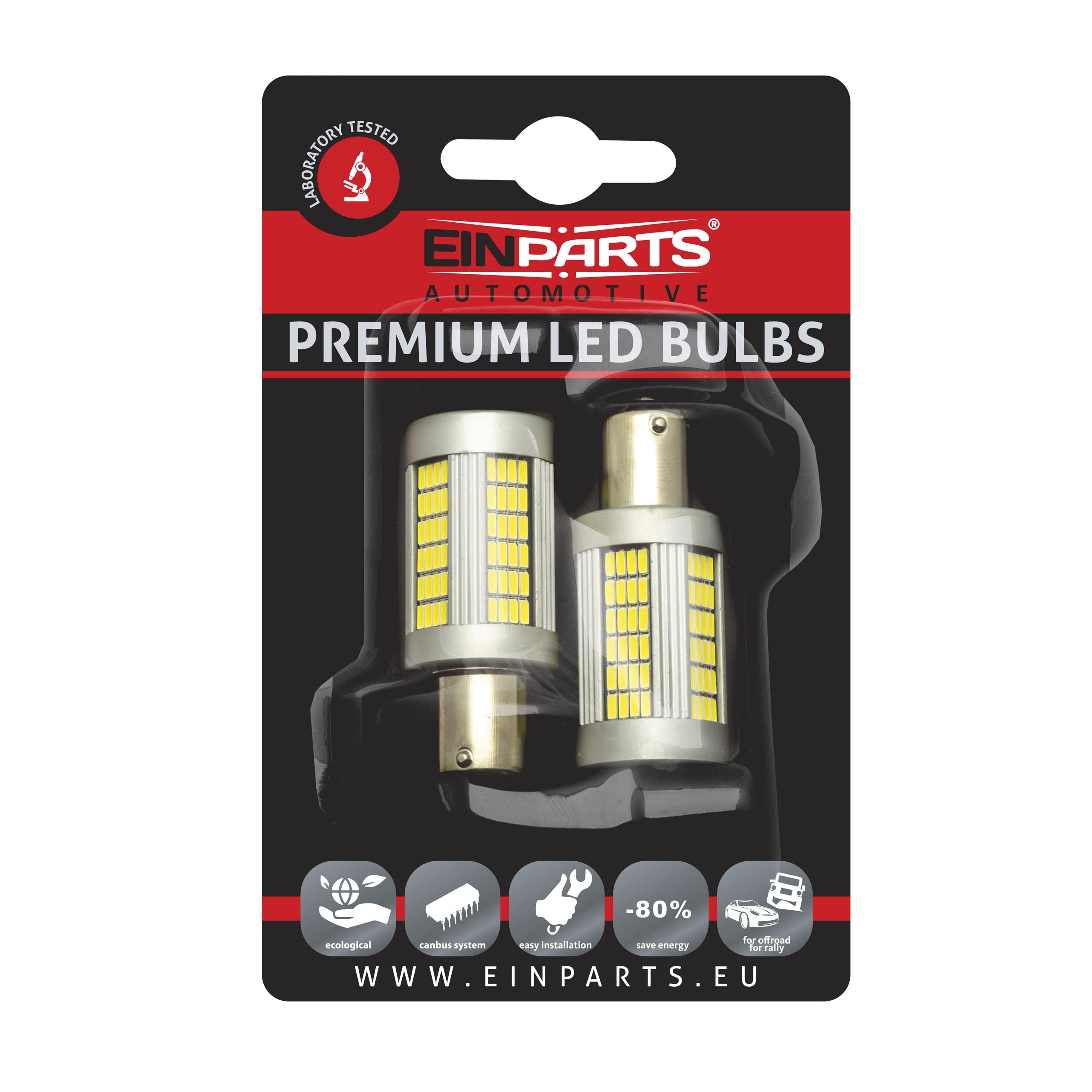 EinParts P21W LED Lampadine 6000K (Bianco) CANBUS 12V per Auto 135 x SMD 4014 LED, BA15S