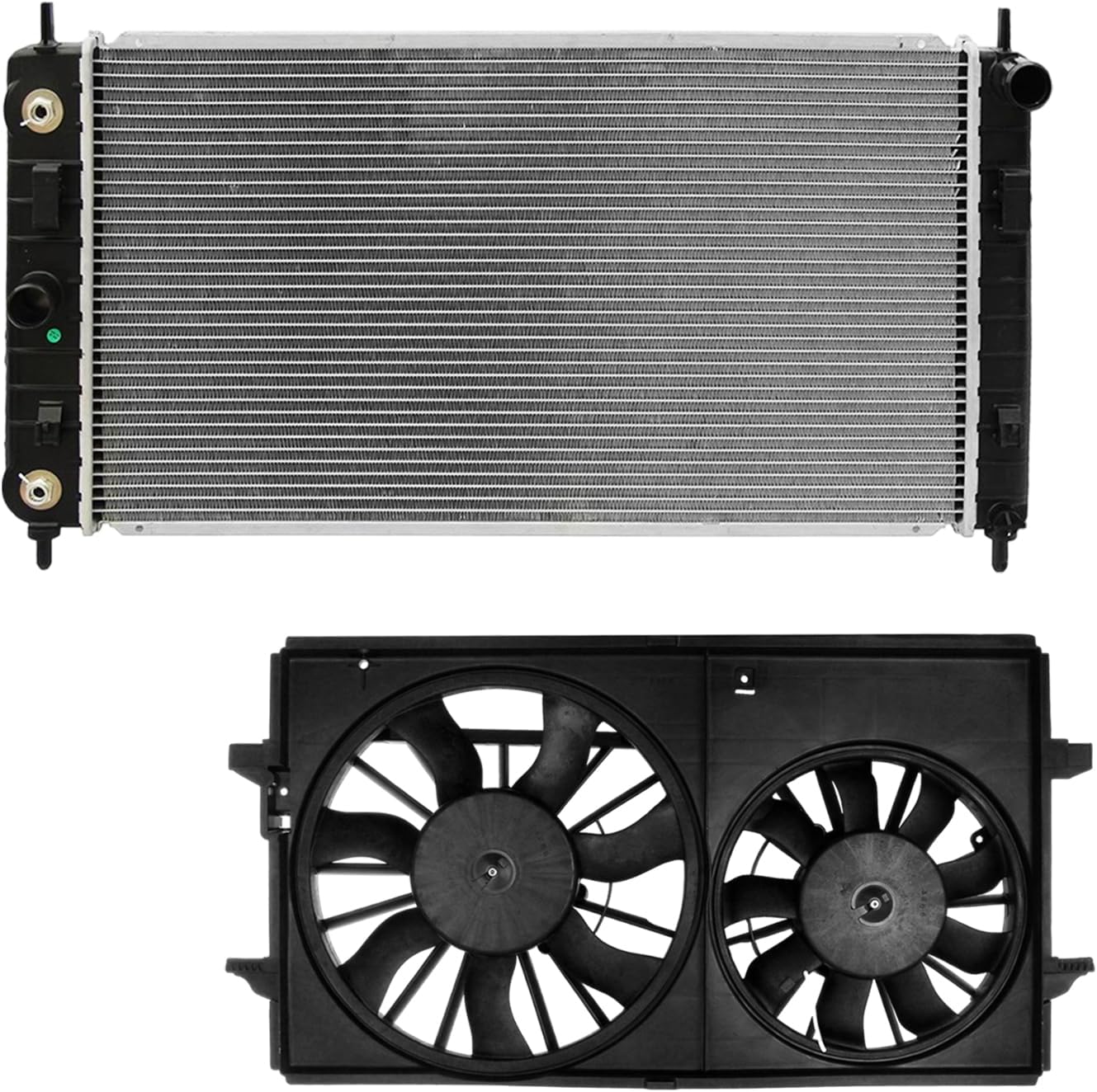 AutoShack Radiator Cooling Fan Assembly Replacement for 2008-2012 Chevrolet Malibu 2006-2010 Pontiac G6 2007-2009 Saturn Aura 2-PC