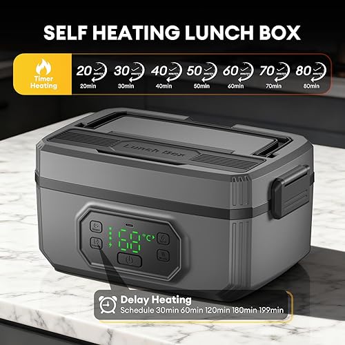 Miniatura 3 de Fiambrera eléctrica para adultos  Fiambrera recargable inalámbrica calentada, calentador de alimentos autocalentable de 1.2 L para oficina, viajes,