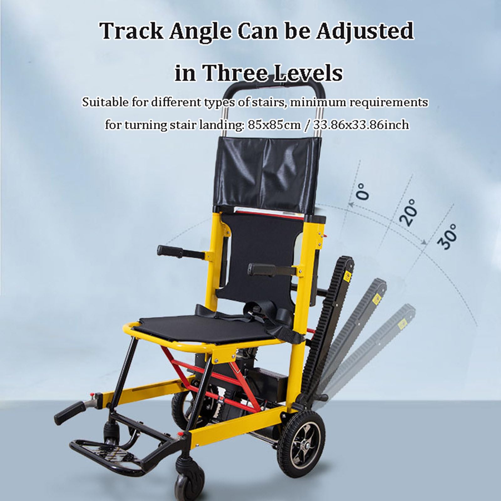 Sedia a rotelle elettrica per salire le scale, pieghevole, per tutti i terreni, regolabile a 3 velocità, display LCD, ideale per disabili e anziani