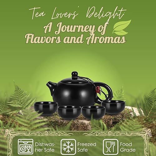 Miniatura 2 de Flexzion Juego de té chino japonés vintage kungfu gongfu tetera portátil de viaje, cafetera de cerámica de porcelana, 4 tazas de té, bandeja de té