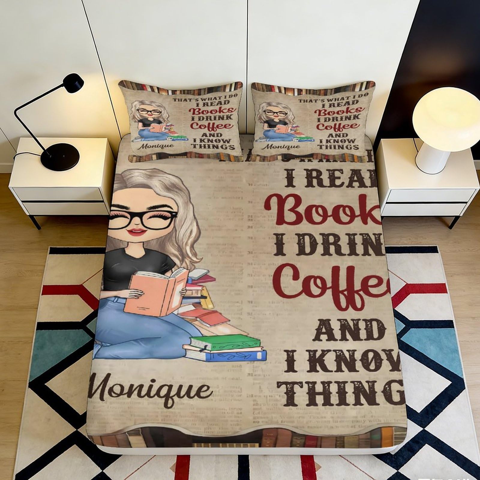 3D Printed Coffee Book Fitted Sheet Microfiber Deep Pocket Non-Slip Bedroom Coffee Book Mattress Fitted Cover for Adults Youth 140x200x25cm