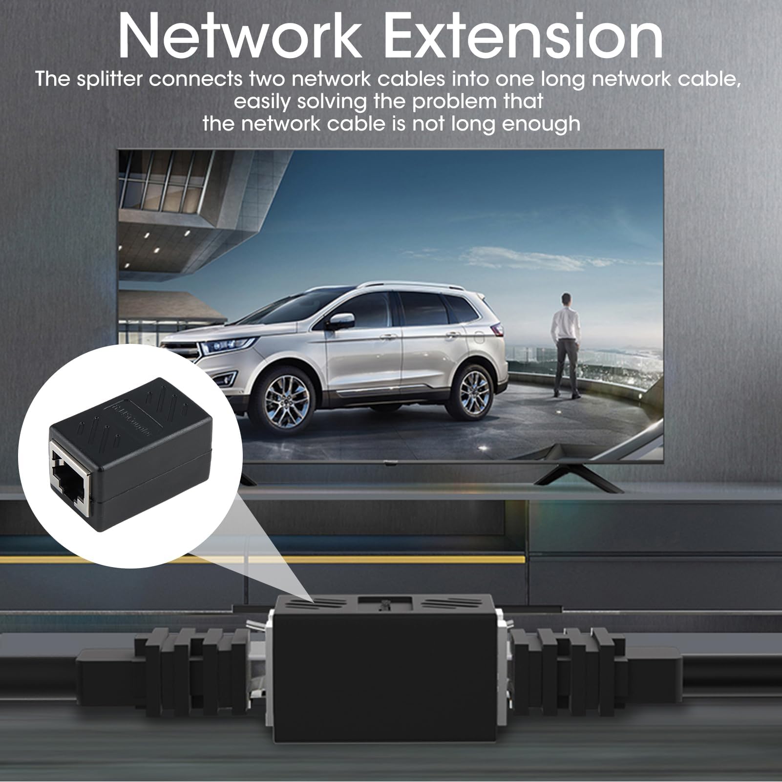 Lot De 2 Adaptateurs RJ45 Vers RJ11, Noir, Convertisseur