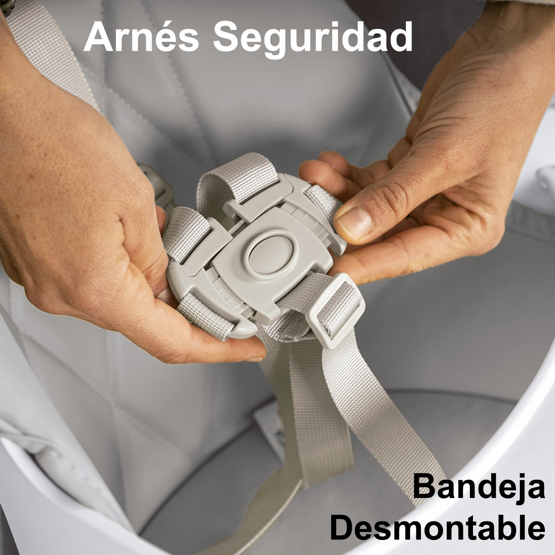Olmitos – Trona bebé Convertible 2 en 1 Mesa con Silla para Niños KOMBO - Seguridad, Madera de Haya, Arnés de 5 Puntos, Plegable y Ajustable – 6+ meses hasta 15kg (Beige)