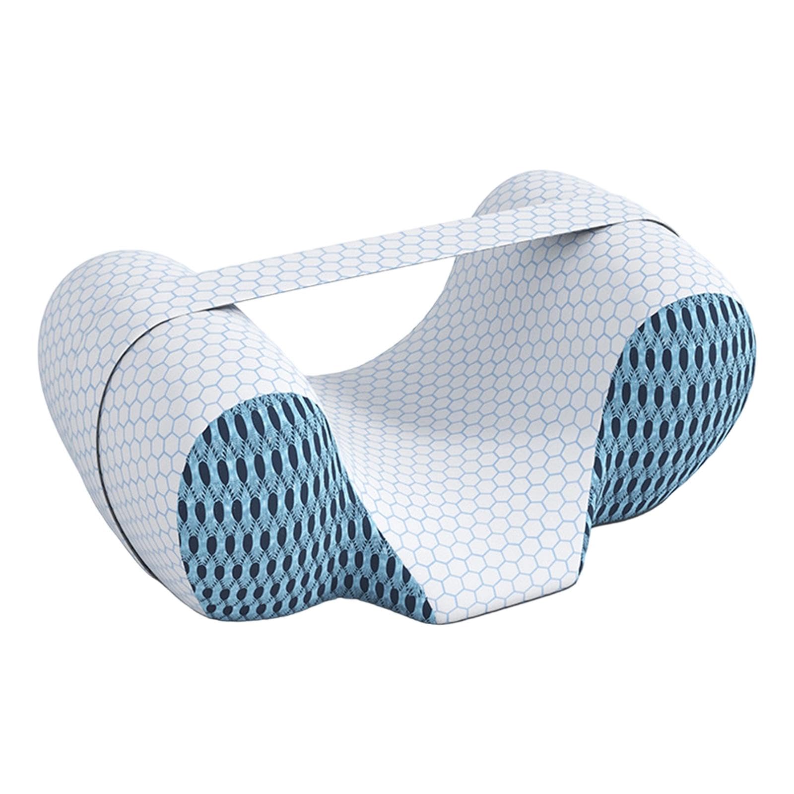 Sharplace Almohada para Dormir Boca Arriba, Mantiene La Cabeza Recta, Almohadas Ergonómicas de Espuma Viscoelástica, Almohada Ortopédica para Cuello, Transpirable, Almohada Antiarrugas, Azul
