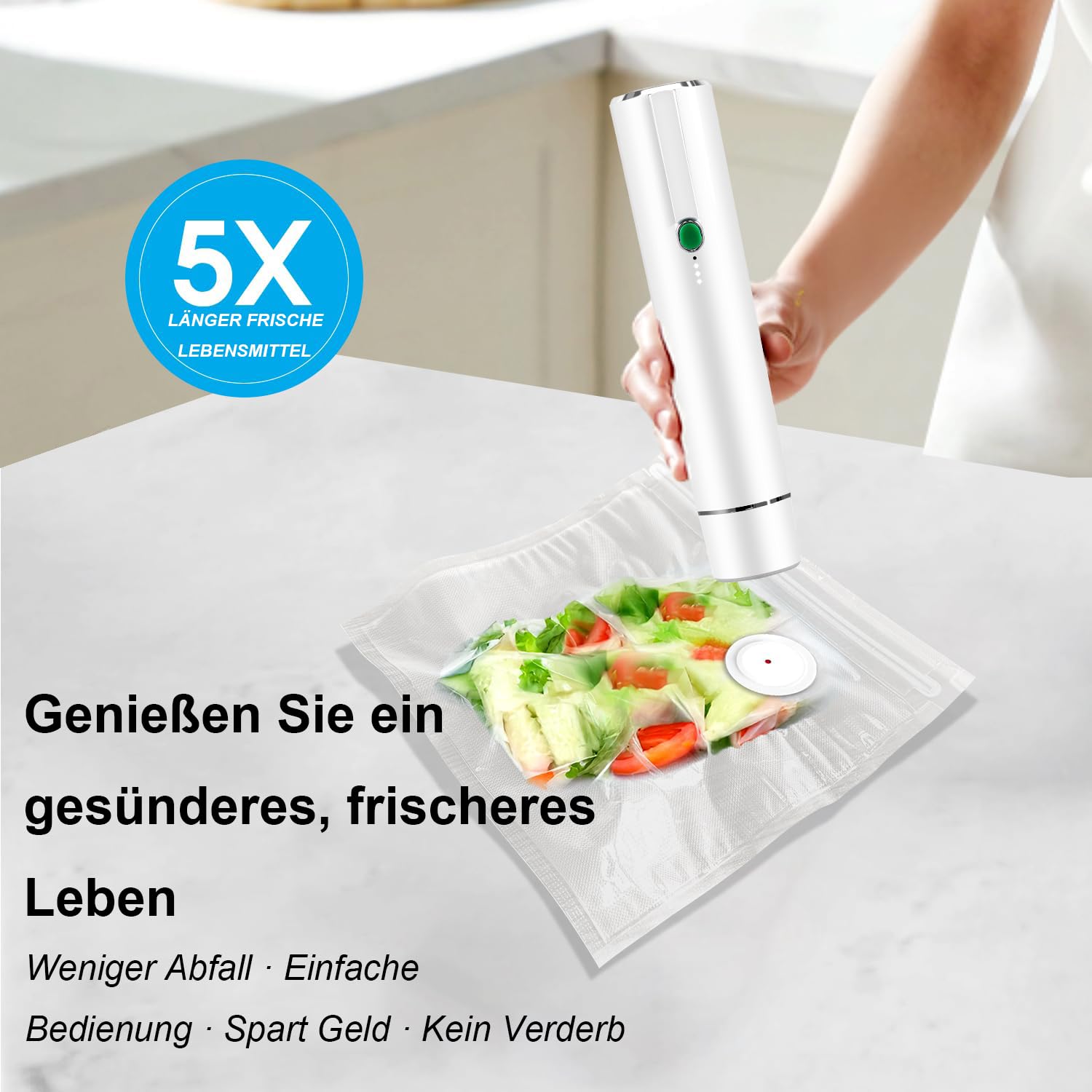 VakuumiergeräT-Solite's Hand Vakuumierer Mit Usb-Aufladung|Solite VakumierergeräT FüR Lebensmittel Mit 25 StüCk Wiederverwendbaren Vakuumierbeuteln Kompakter KüChenhelfer