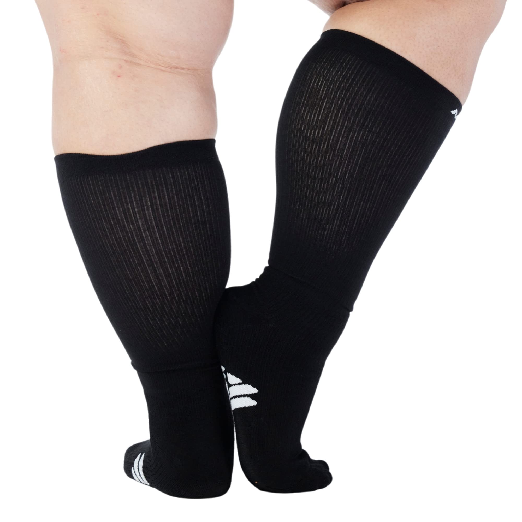 Mojo Compression SocksBlack and White Athletic Crew Length for Medium Support (15-20mmHg) - Available in 8 Sizes for Men and Women - 1 Pair