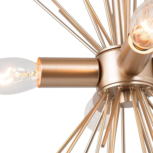 Miniatura 6 de Candelabros modernos negros y dorados, 4 luces colgantes cuadradas con diseño de explosión de estrellas para comedor, cocina, dormitorio, vestíbulo