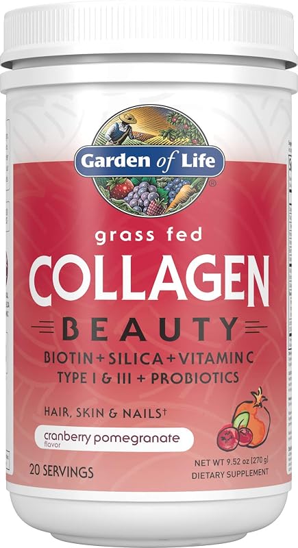 Garden of Life Colágeno hidrolisado em pó sabor cranberry e romã, 11 g por porção, 269 g