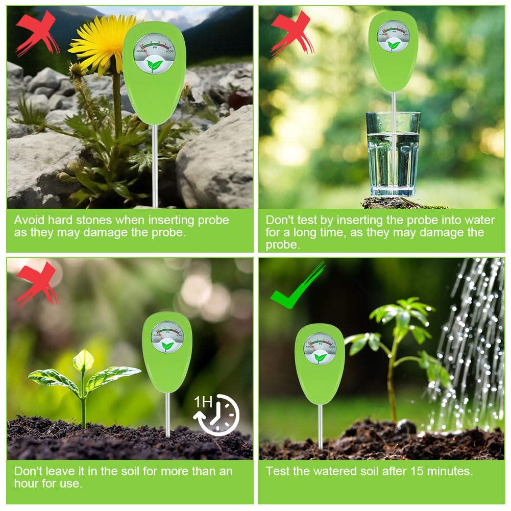 Medidor de pH del Suelo, Detector de pH de Precisión para Plantas, Medidor Portátil de pH del Suelo para el Cuidado de Jardines, Agricultura y Plantas de Interior y Exterior (No Requiere Pilas)