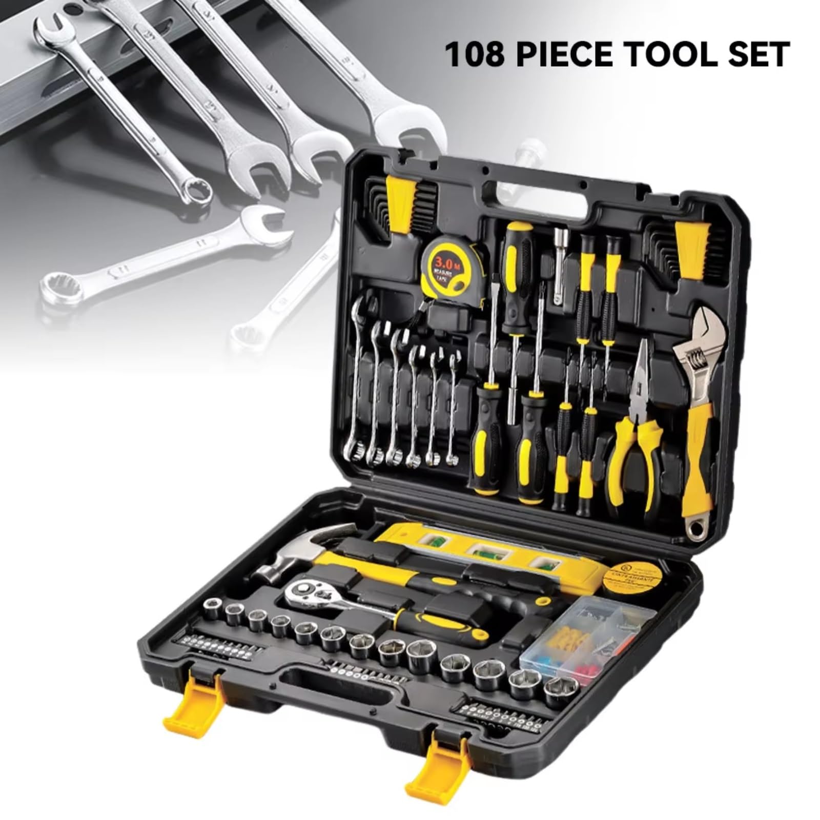 Maletín herramientas multiusos Juego Utensilio Doméstico 108 Piezas Herramientas Manuales Generales Con Caja Almacenamiento Llaves Combinadas Y Reparaciones Automóviles