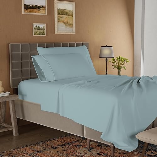 Miniatura 3 de Color Sense Juego de sábanas tamaño Queen aguamarina, ultrasuaves y resistentes a las arrugas, con bolsillos profundos elásticos, cepilladas para