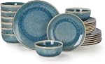 Sweejar Dinnerware Sets Service for 4, 12 pcs Porcelain Plates and Bowls for Dinner, Housewaring Gift, Chip and Scratch Resistant Dish Set, Handmade Dishwasher and Microwave Safe Plate Set, Green