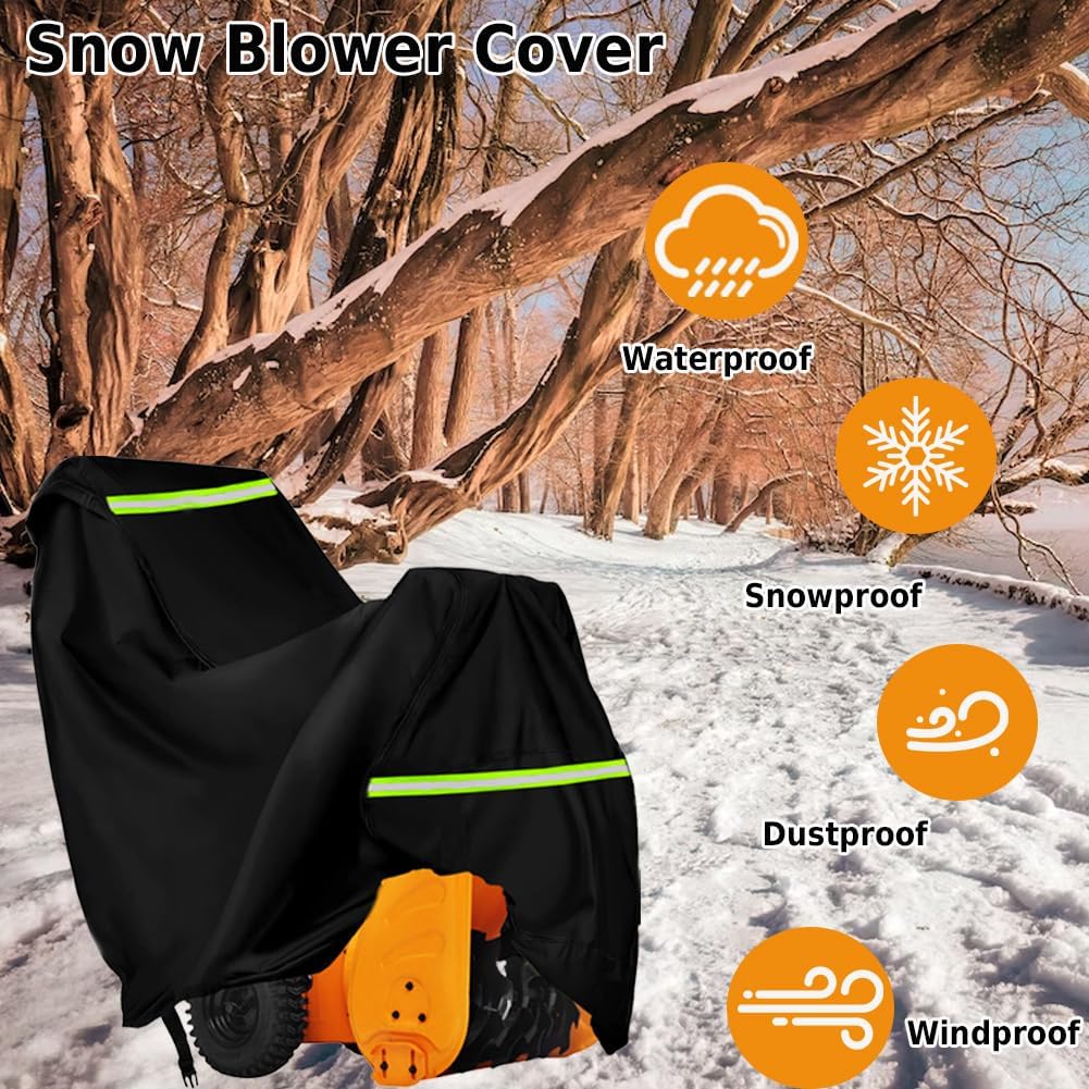 Snow Blower Cover Large Heavy Duty 600D Waterproof Universal Snow Thrower Cover,Outdoor Snowblower Cover fit Most Two Stage Snowblowers(66.92" L x 33.07" W x 51.18" H)